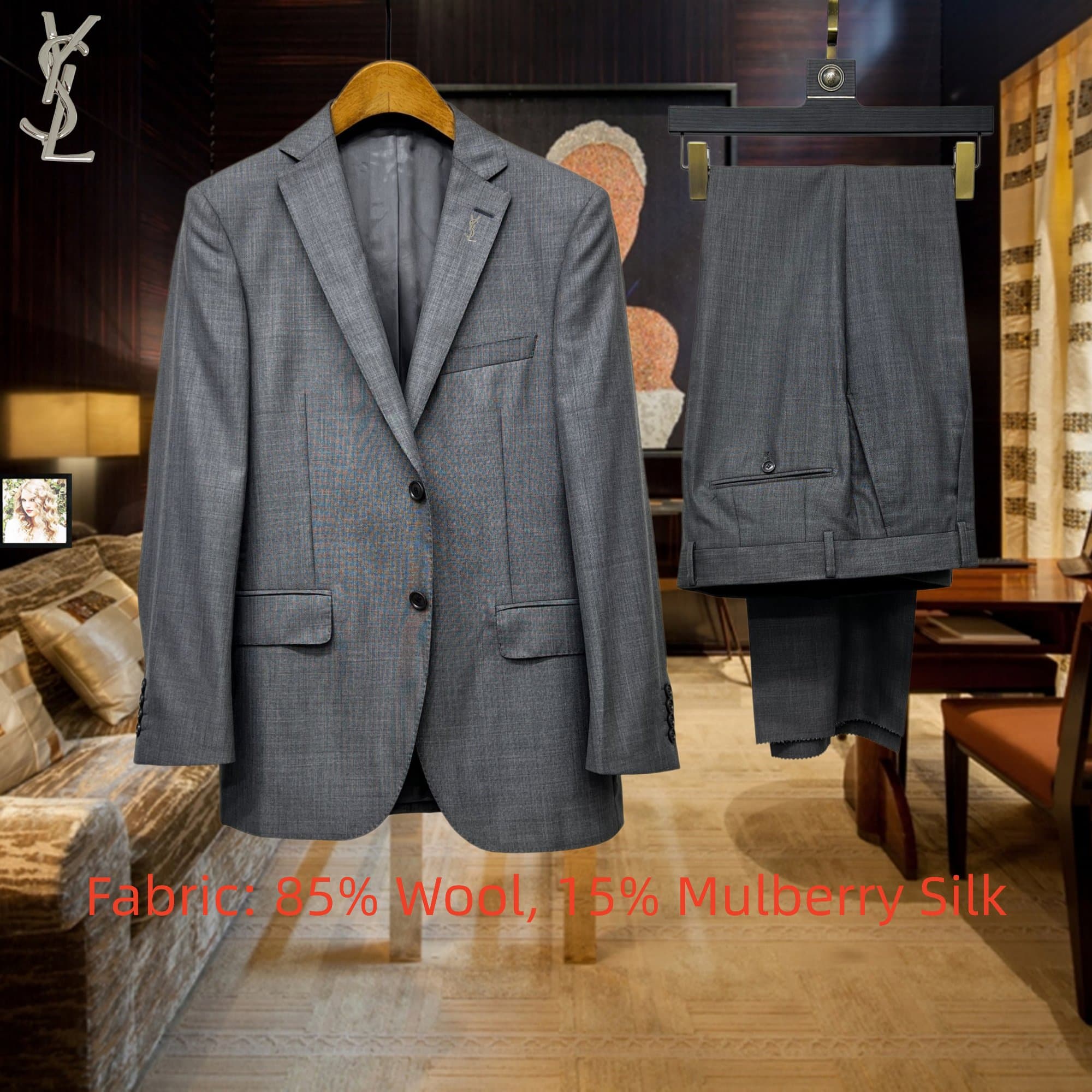 C18003 Jacket and trousers – top-quality wool fabric. Fabric composition: 50% wool, 50% silk. Highly recommended by the store! Our best-seller! 🔥 [YSL] High-end suit set from original stock; identical to the products on the official website. A complete se — image 1