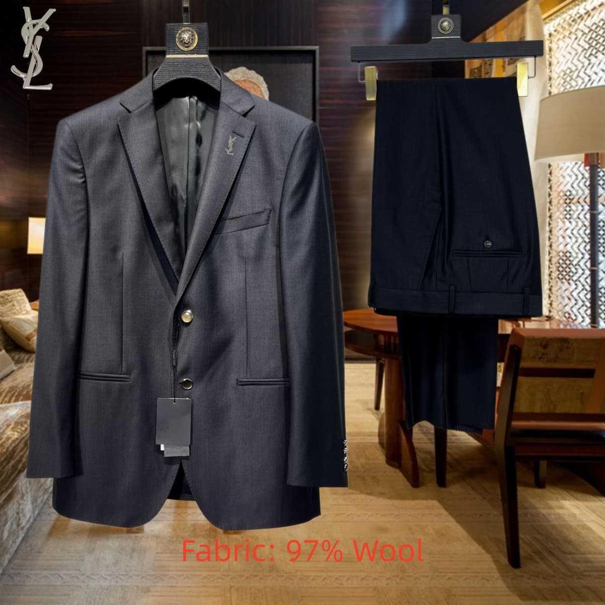 C18000 Jacket and trousers – top-quality wool fabric. Fabric composition: 97% wool, 3% polyester. Highly recommended by the store! Best-selling item! 🔥 [YSL] High-end suit set from the original factory. Same as what is available on the official website. T — image 1