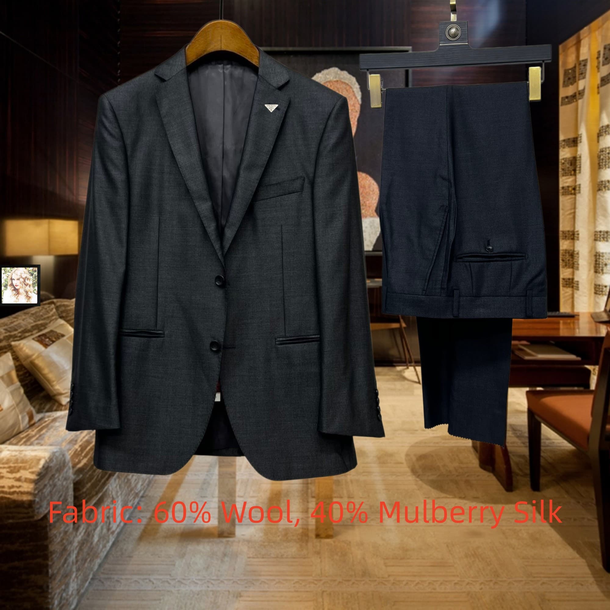 C17986 Jacket and trousers – top-quality wool fabric. Fabric composition: 58% wool, 42% silk. Highly recommended by the store! Our best-selling item! 🔥 [Prada PRADA] High-end suit set from original stock; identical to the products on the official website. — image 1