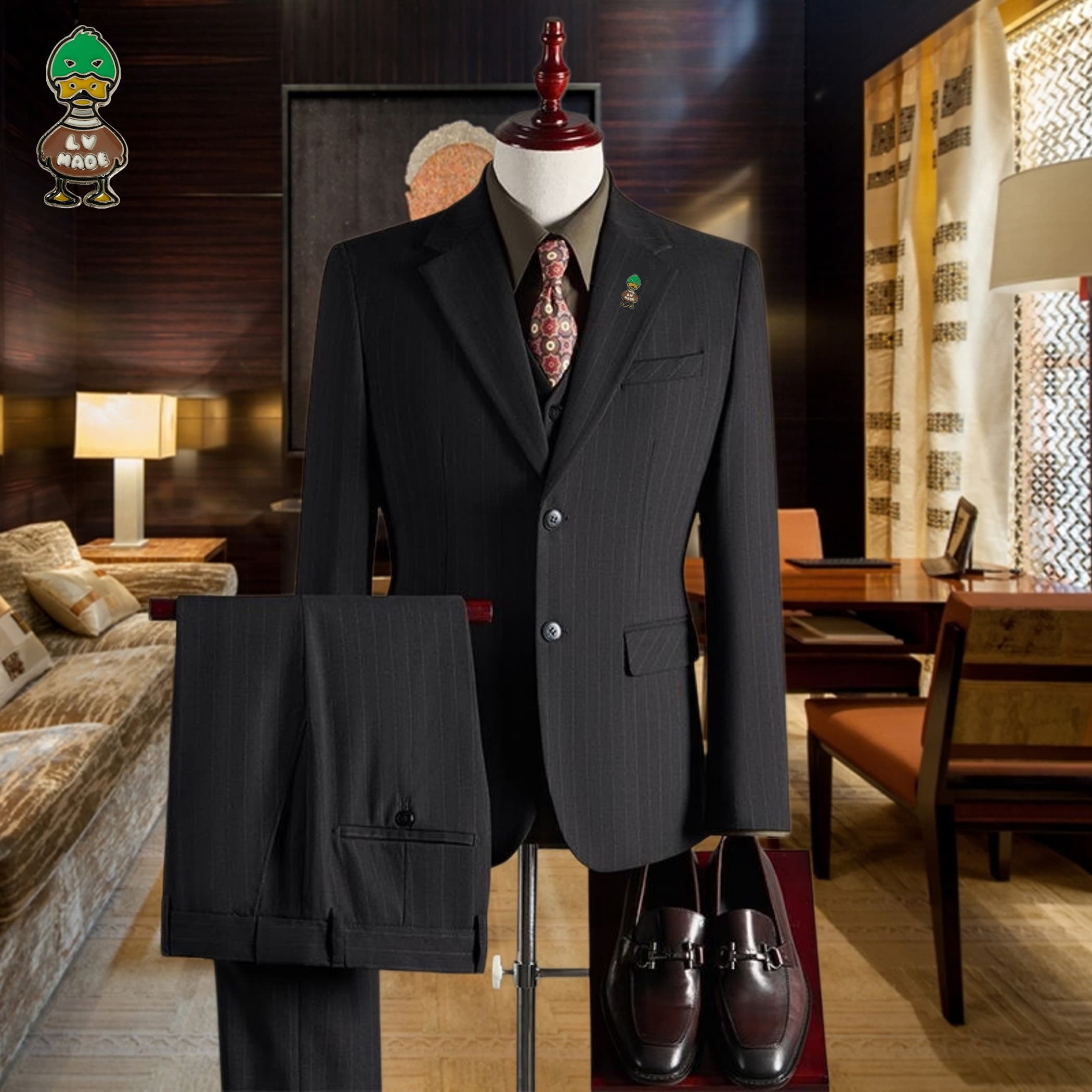 C17978 Ideal for business use! Essential formal attire for business negotiations and interviews! Wedding dresses! Recommended by stores! Top-selling products! 🔥 [Louis Vuitton LV] High-end suit sets, identical to those on the official website. Three-piece — image 1