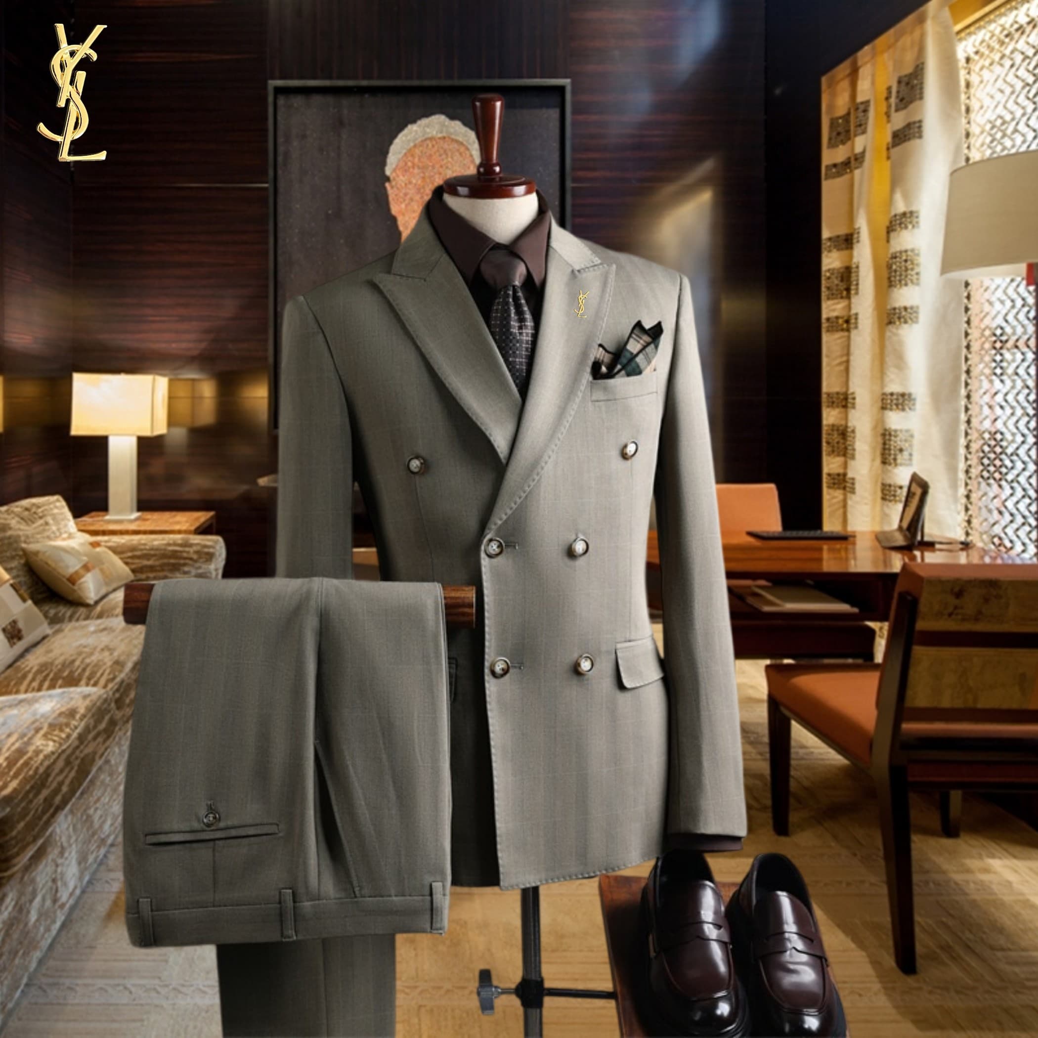 C17925 The perfect choice for business occasions! Essential formal attire for business meetings and interviews! Wedding dresses! Highly recommended by stores! Top-selling items! 🔥 [YSL] High-end suit sets, identical to those on the official website. Three — image 3