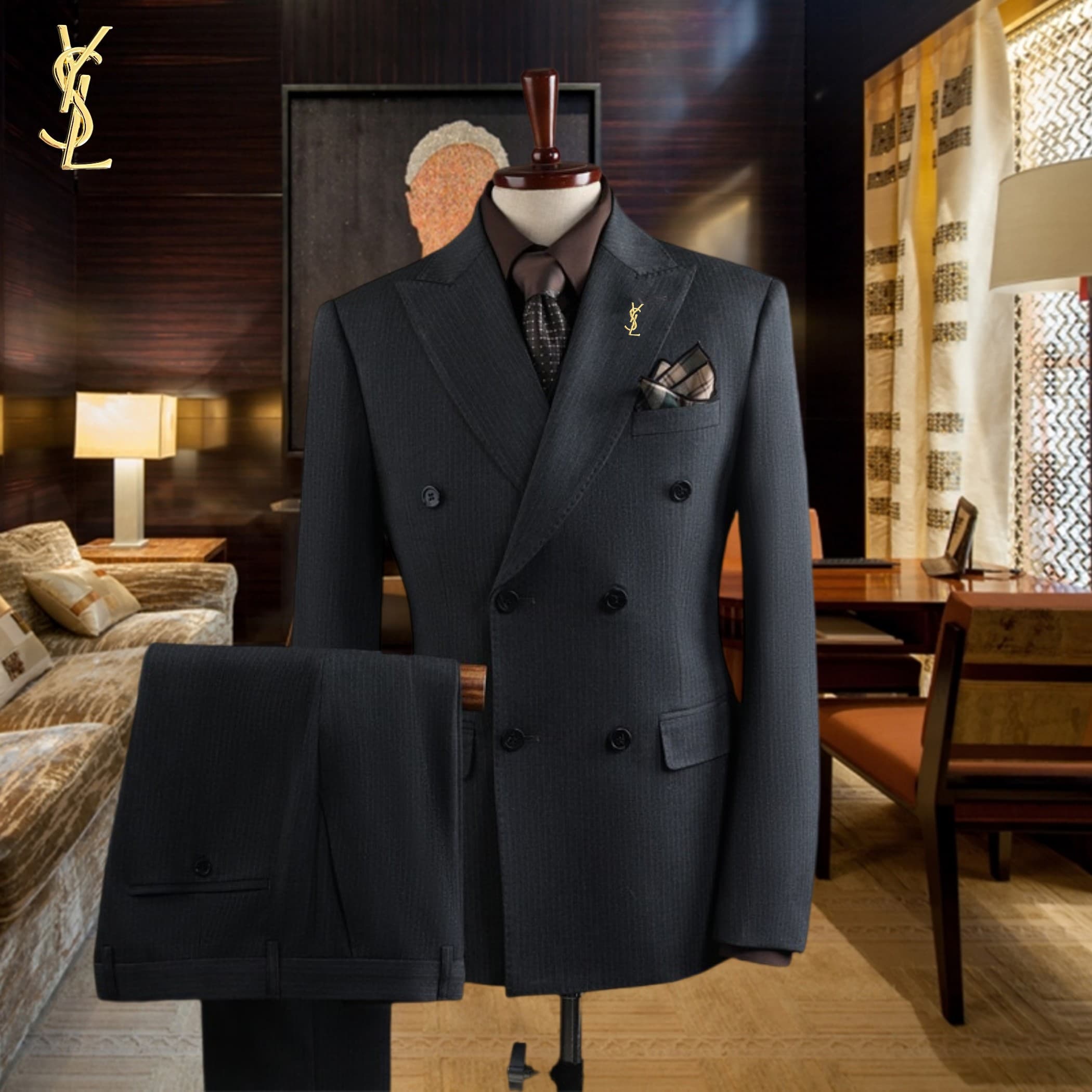 C17923 The preferred choice for business occasions! Essential formal attire for business negotiations and interviews! Wedding dresses! Highly recommended by stores! Top-selling items! 🔥 [YSL] High-end suit sets, identical to those on the official website. — image 1