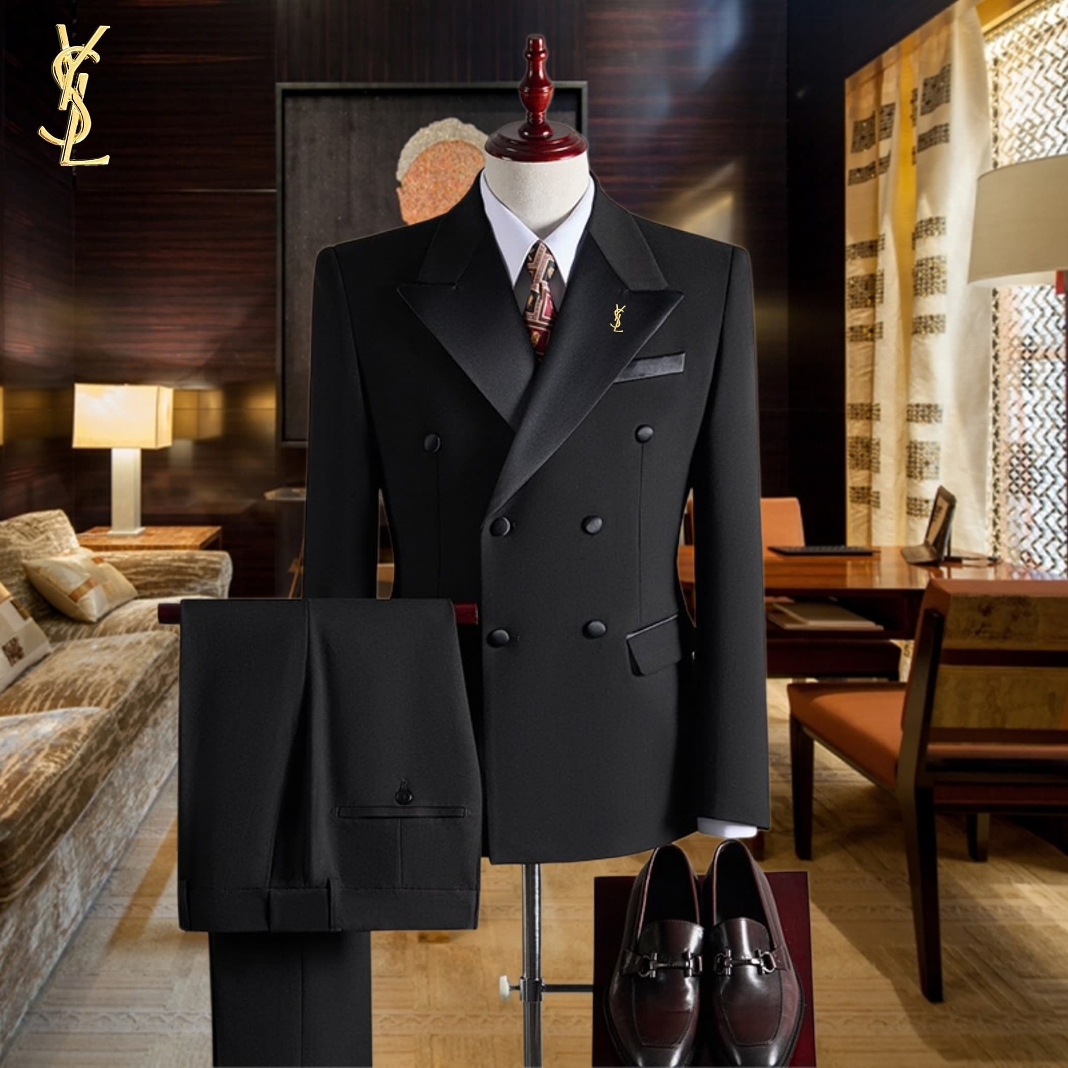 C17921 Ideal for business use! Essential formal attire for business negotiations and interviews! Wedding dresses! Highly recommended by stores! Top-selling products! 🔥 [YSL] High-end suit sets, identical to those on the official website. Three-piece suits — image 2
