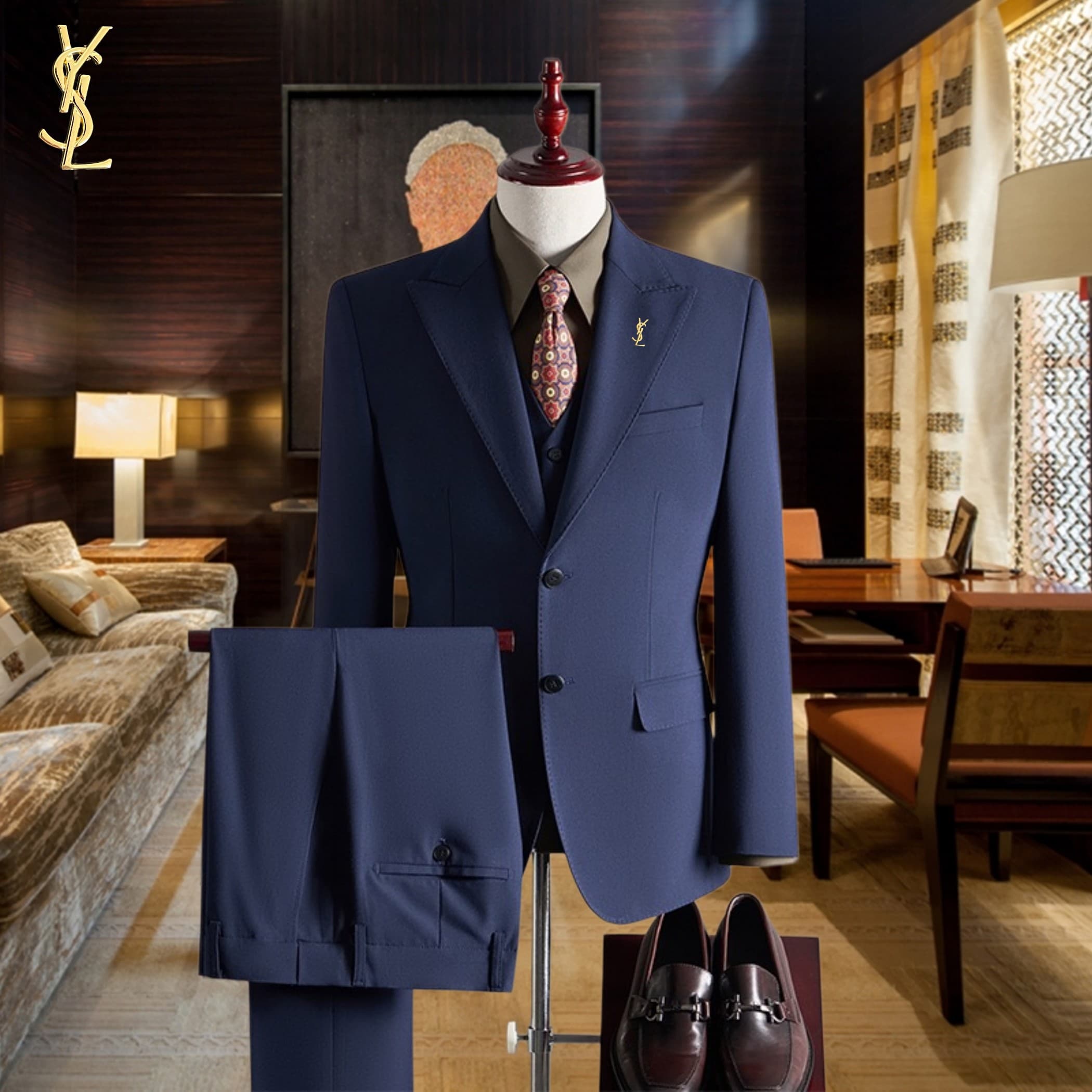 C17919 Ideal for business occasions! Essential formal attire for business meetings and interviews! Wedding dresses! Recommended by stores! Top-selling items! 🔥 [YSL] High-end suit sets, identical to those on the official website. Three-piece suits, new de — image 1