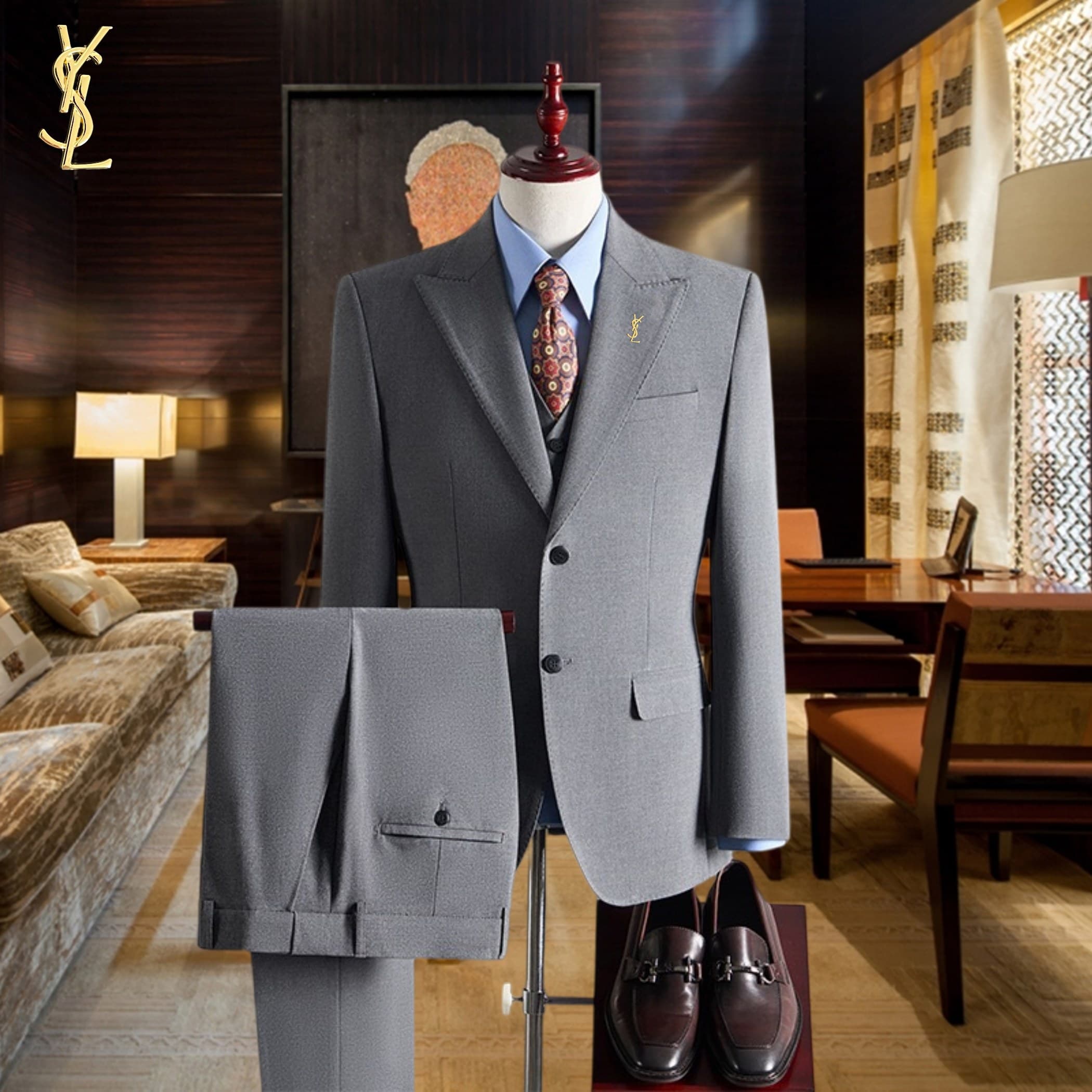 C17919 Ideal for business occasions! Essential formal attire for business meetings and interviews! Wedding dresses! Recommended by stores! Top-selling items! 🔥 [YSL] High-end suit sets, identical to those on the official website. Three-piece suits, new de — image 2