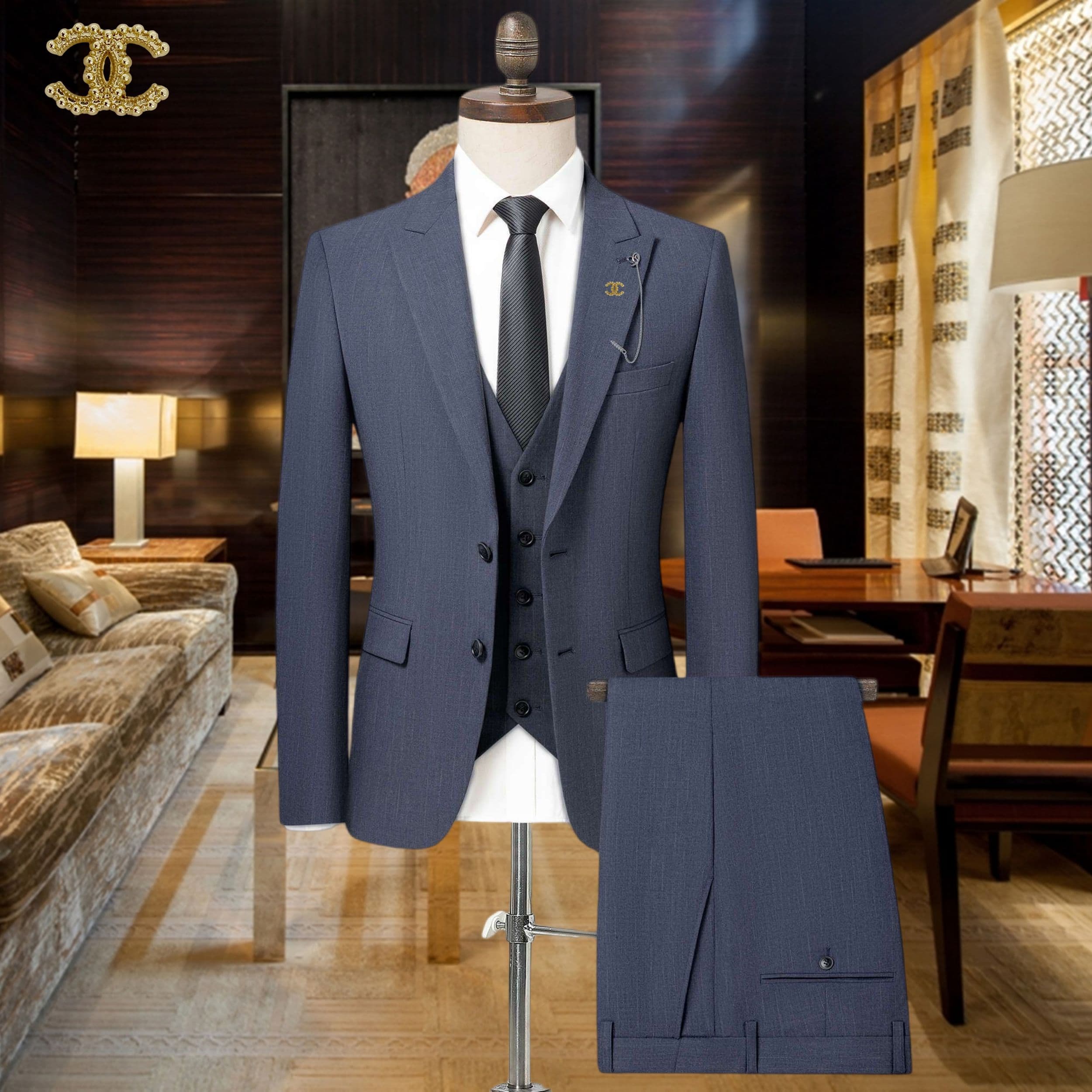 C17872 Preferred choice for business occasions! Wedding gowns! Highly recommended by the store! Must-have item! [CHANEL] Original high-end suit sets – identical to those on the official website. Three-piece suit set, latest designs from fashion shows. The — image 1