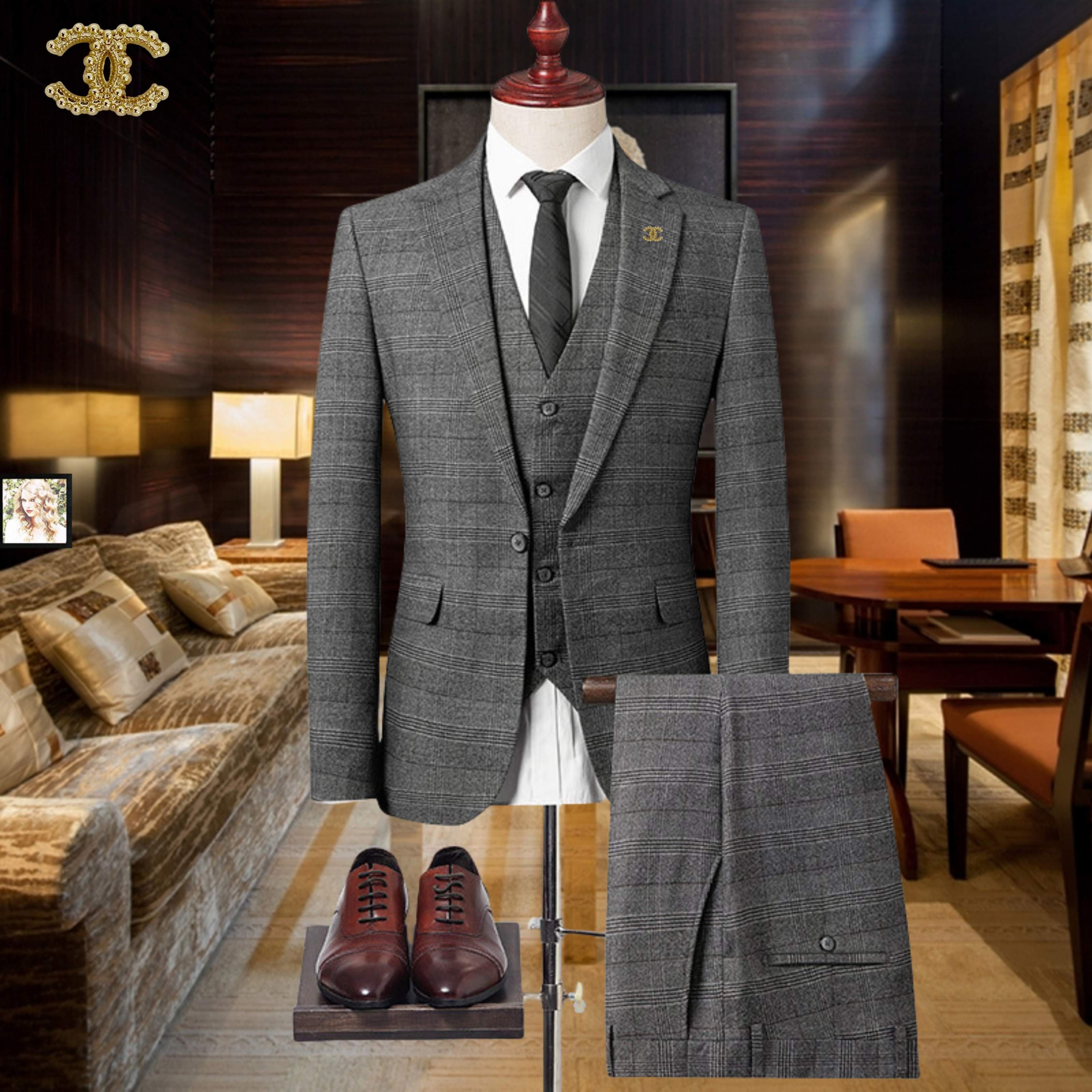C17870 Ideal for business occasions! Wedding gowns! Highly recommended by the store! Best-selling item! [Chanel CHANEL] High-end suit sets from the original collection, identical to those on the official website. Three-piece suit set, new models from fash — image 1