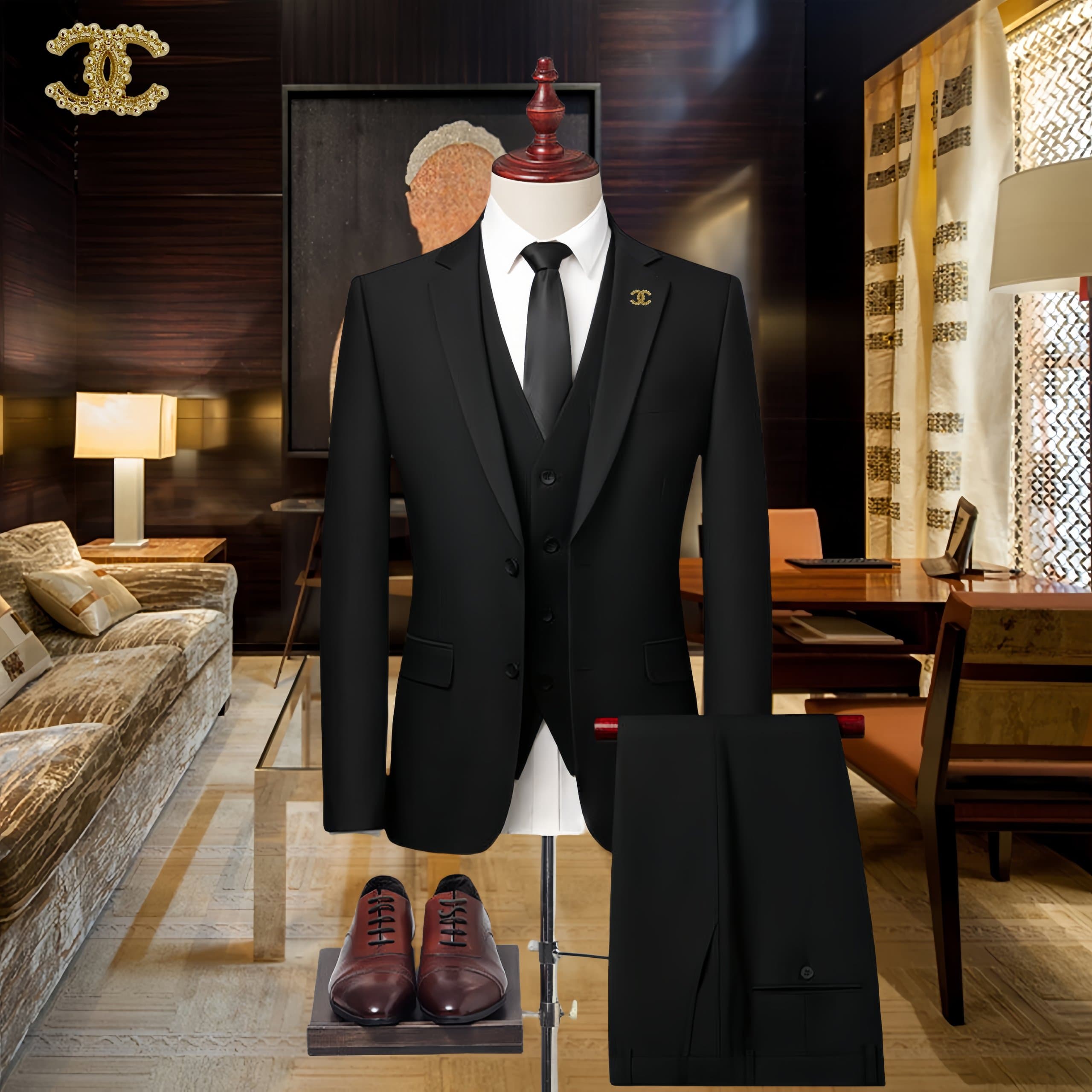 C17867 Top choice for business occasions! Wedding gowns! Highly recommended by the store! Must-have item! [Chanel CHANEL] Original high-end suit sets – identical to those on the official website. Three-piece suit set, new models from fashion shows. The mo — image 1