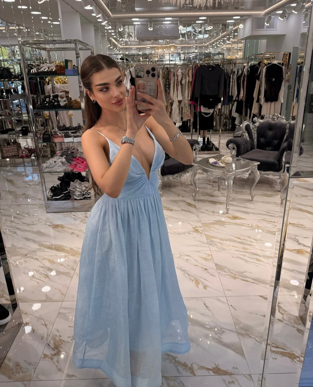 C18285 Style number 20251593 Zimmermann – New model, solid-color halter dress. Long dress, available in pink, blue, black, white, and yellow. S-XL sizes available; size M: elasticated bust circumference 80, waist circumference 72, total length 121. — image 3
