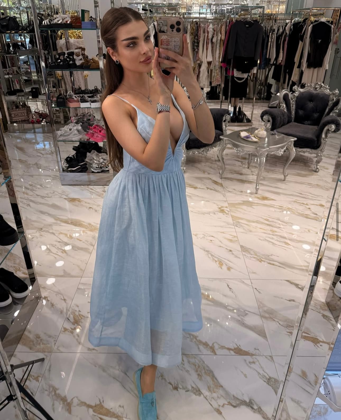 C18285 Style number 20251593 Zimmermann – New model, solid-color halter dress. Long dress, available in pink, blue, black, white, and yellow. S-XL sizes available; size M: elasticated bust circumference 80, waist circumference 72, total length 121. — image 4