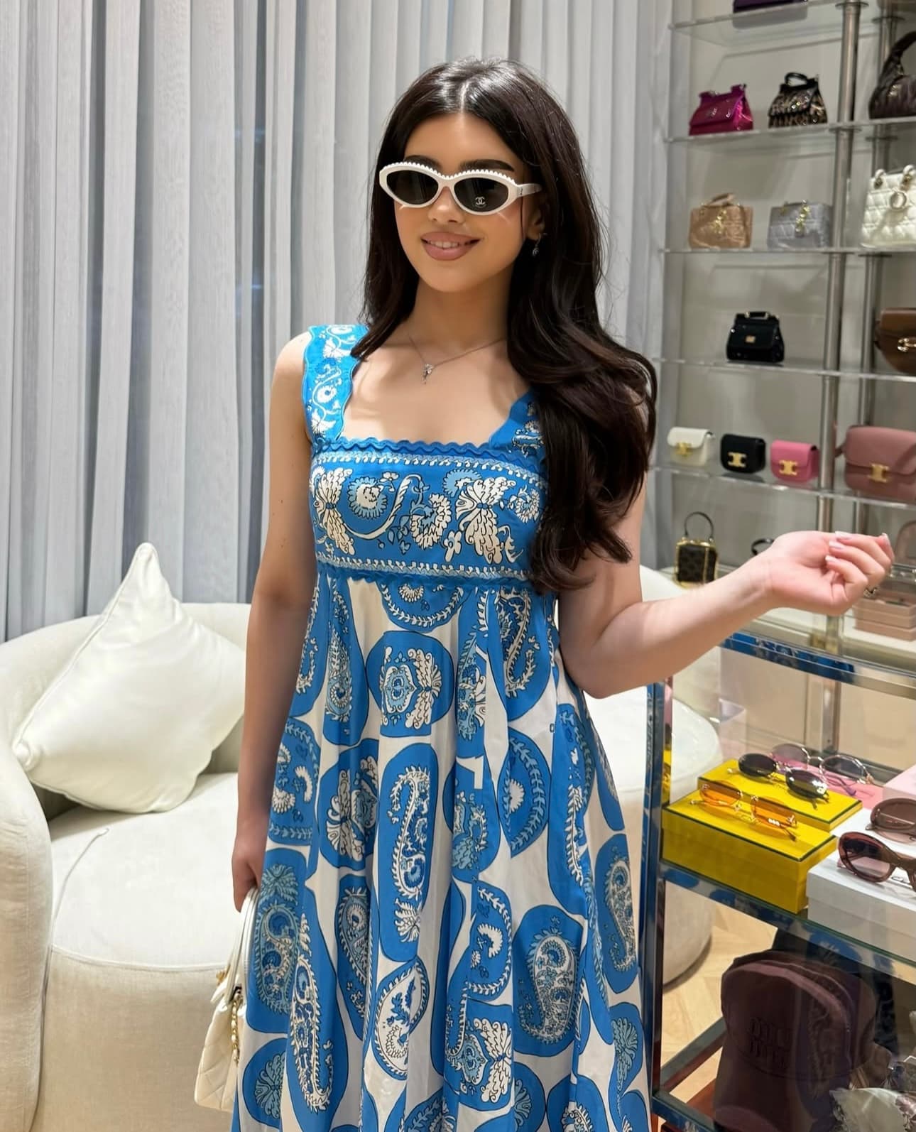 C18346 Style number 20252798 Zimmermann new vintage/retro pattern print strapless dress. Long dress, blue and yellow colors, S-XL sizes. [Size M: elasticity at bust; waistline: 66; length: 125] 76 — image 6