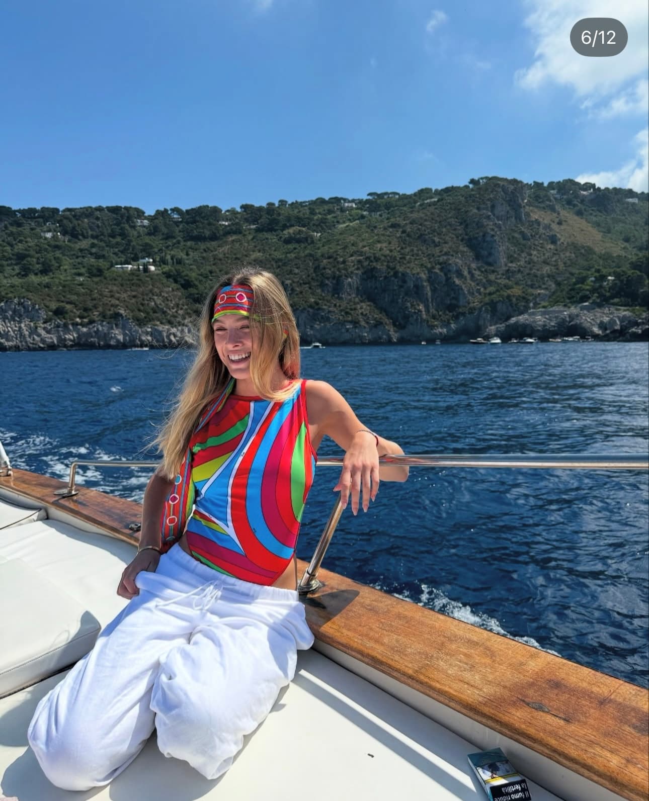 C24935 Item number: 20250722 Pucc*. New model – irregular color combination and abstract print one-piece swimsuit (with chest pad), comes with a scarf. Orange color, sizes S-XL. — image 4