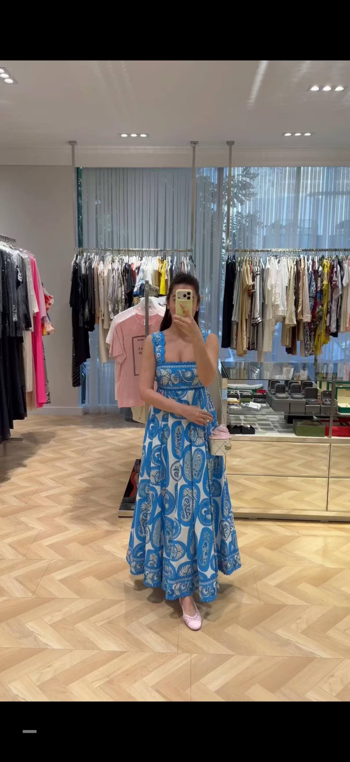 C18346 Style number 20252798 Zimmermann new vintage/retro pattern print strapless dress. Long dress, blue and yellow colors, S-XL sizes. [Size M: elasticity at bust; waistline: 66; length: 125] 76 — image 2