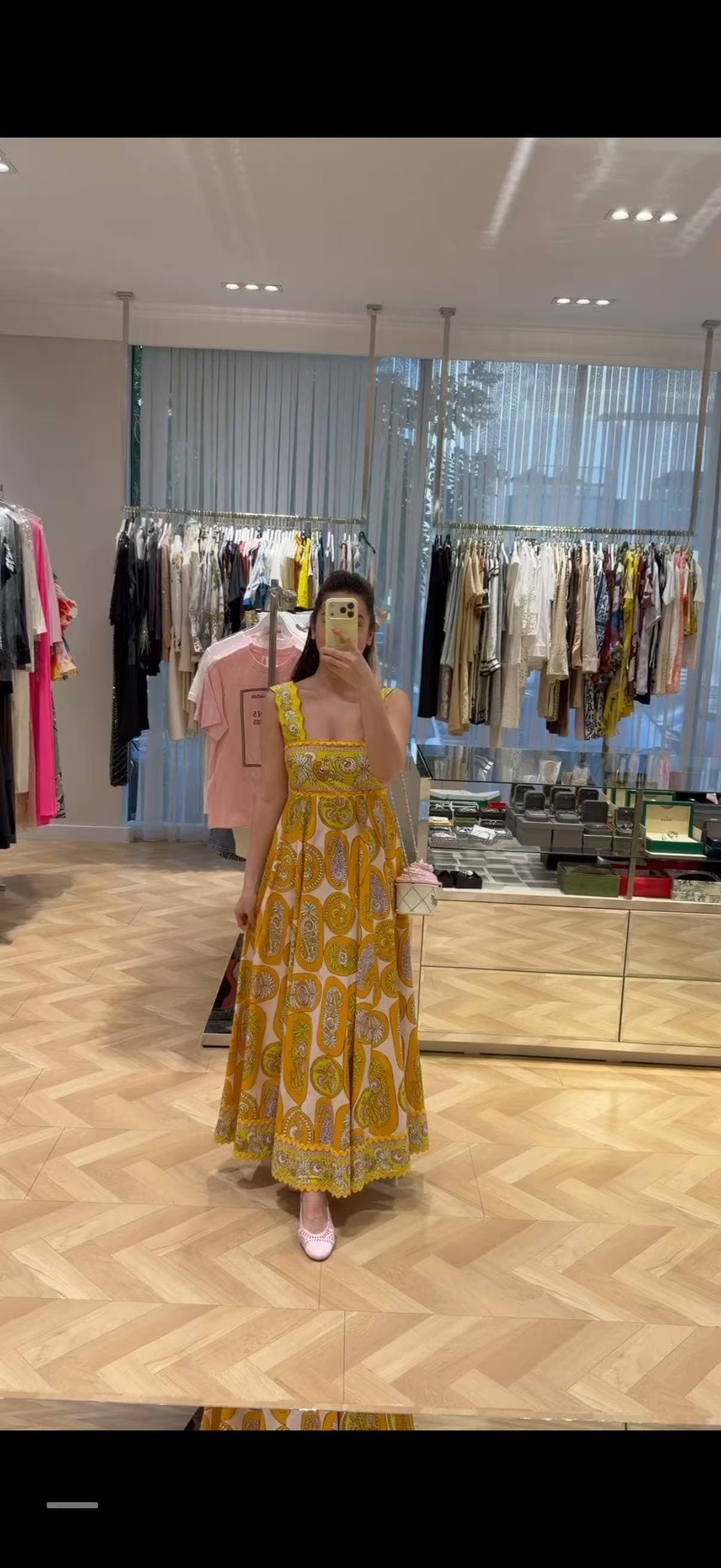 C18346 Style number 20252798 Zimmermann new vintage/retro pattern print strapless dress. Long dress, blue and yellow colors, S-XL sizes. [Size M: elasticity at bust; waistline: 66; length: 125] 76 — image 1