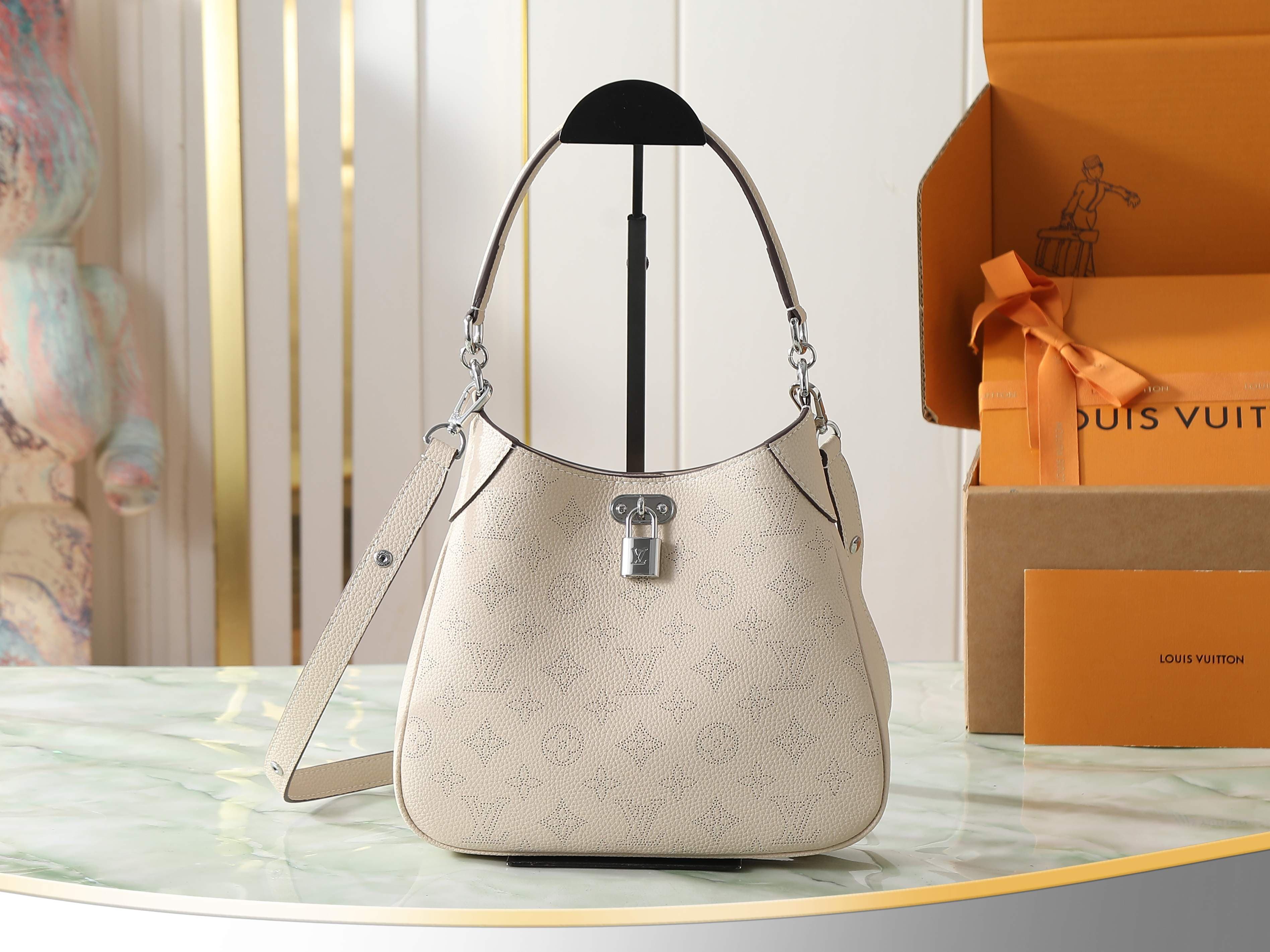 C5182 [Exclusive High-End Items, Real Photos Only] M27459 White Rice Color, Full Leather with Openings, Crossbody Bag, All Around Size; Small Handbag: m27336 Gray-Brown; m28306 Black; m27459 White Rice Color. This All Around small handbag belongs to the M — image 1