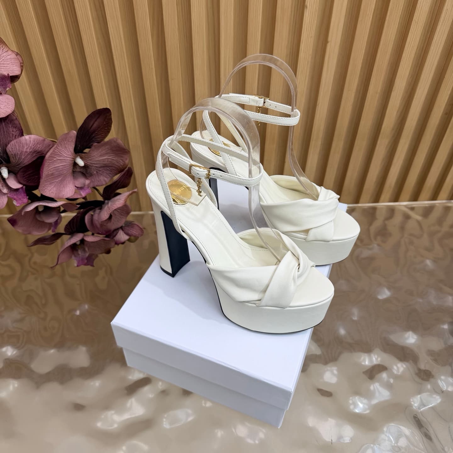 D12225 New model released: YSL Saint Laurent🖤 – SS2026 Summer Fish Mouth high heels. New design, ready for shows, high-heel sandals — image 1