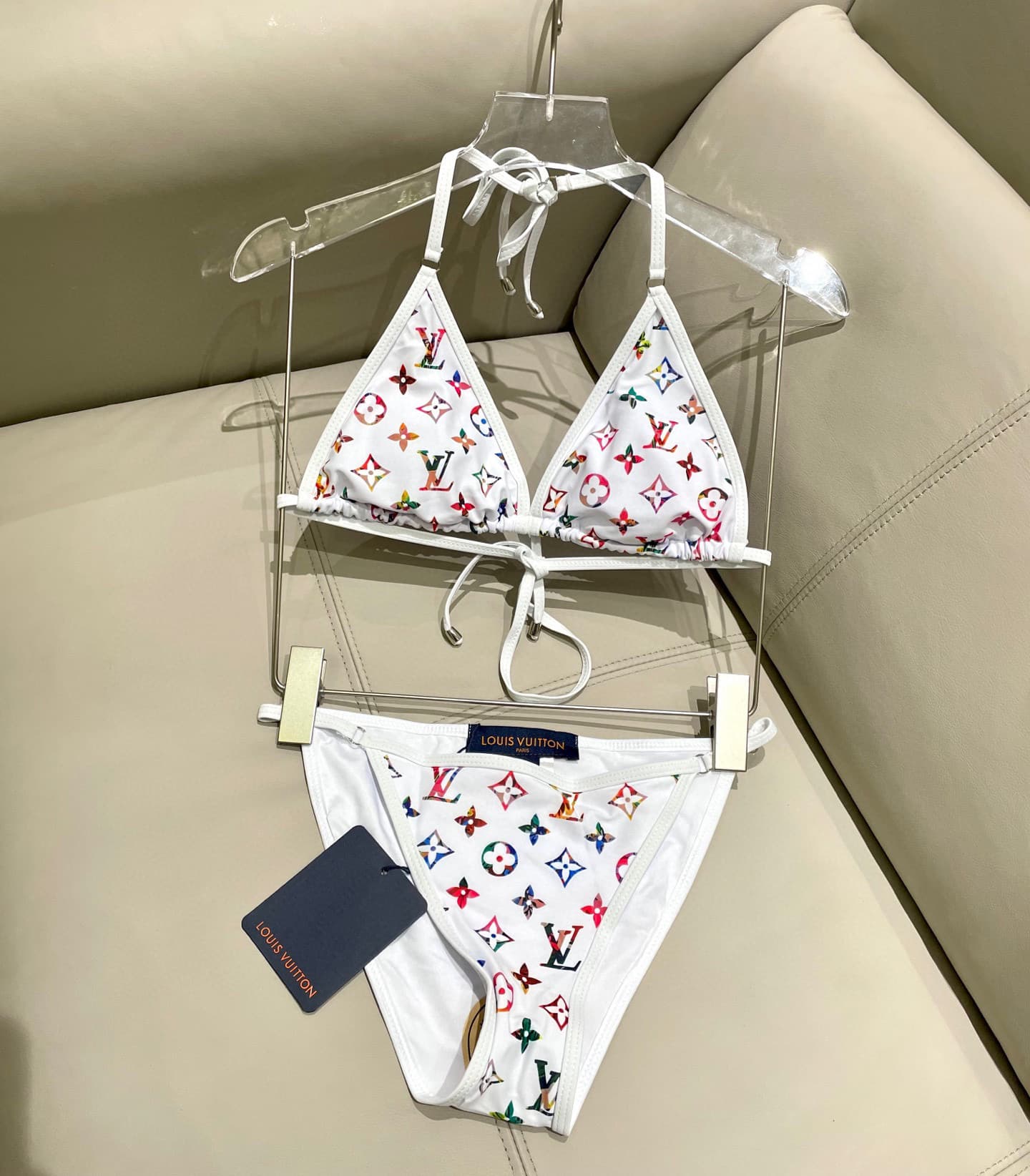 C24954 Lv swimsuit, Lv bikini 👙 The upper part of the outfit is absolutely great! It is released simultaneously with products in various boutiques, thus giving a fashionable look naturally. It helps to look younger and gives a youthful vibe. — image 4