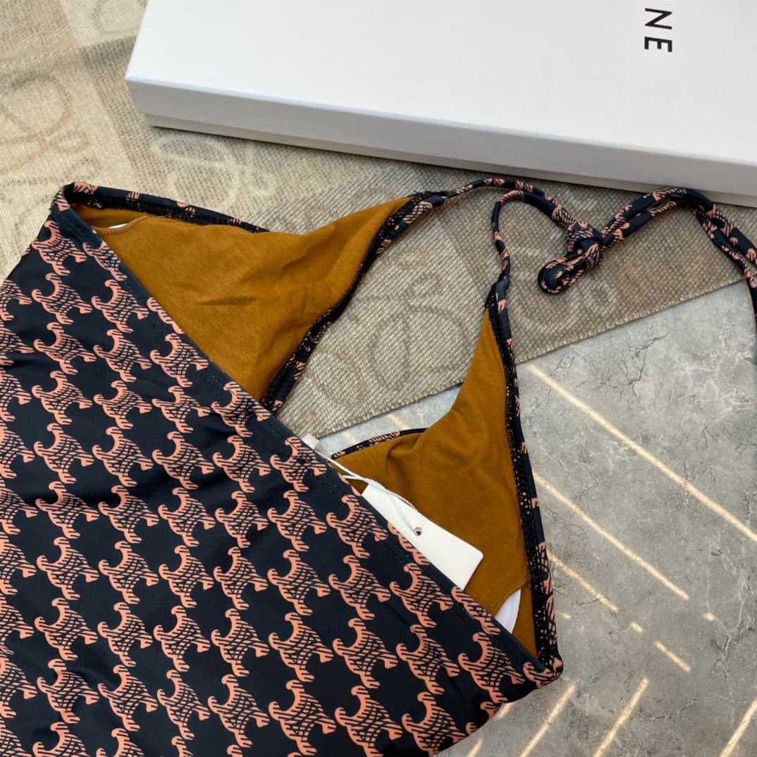 C24919 Celine swimsuit – New model from Celine’s store, elegant style. Patterned bikini with high-class elegance 😍🥰 Suitable for various swimming scenarios 🏊‍♀️ at the beach, swimming pool, hot spring, water park, and rafting too 😌 — image 8
