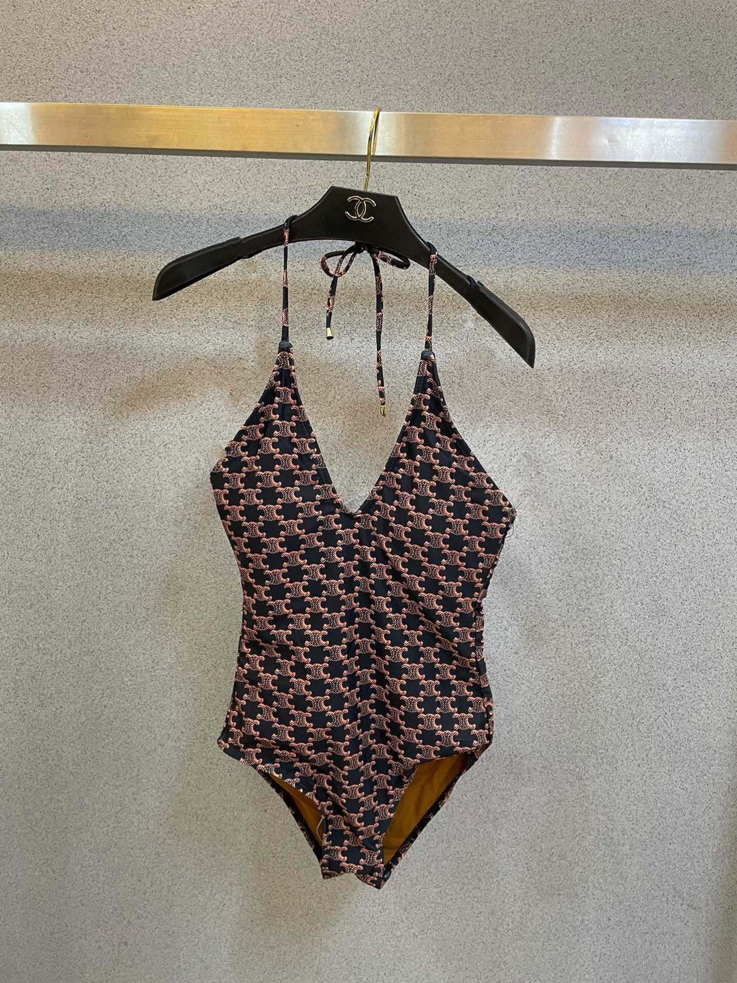 C24919 Celine swimsuit – New model from Celine’s store, elegant style. Patterned bikini with high-class elegance 😍🥰 Suitable for various swimming scenarios 🏊‍♀️ at the beach, swimming pool, hot spring, water park, and rafting too 😌 — image 2