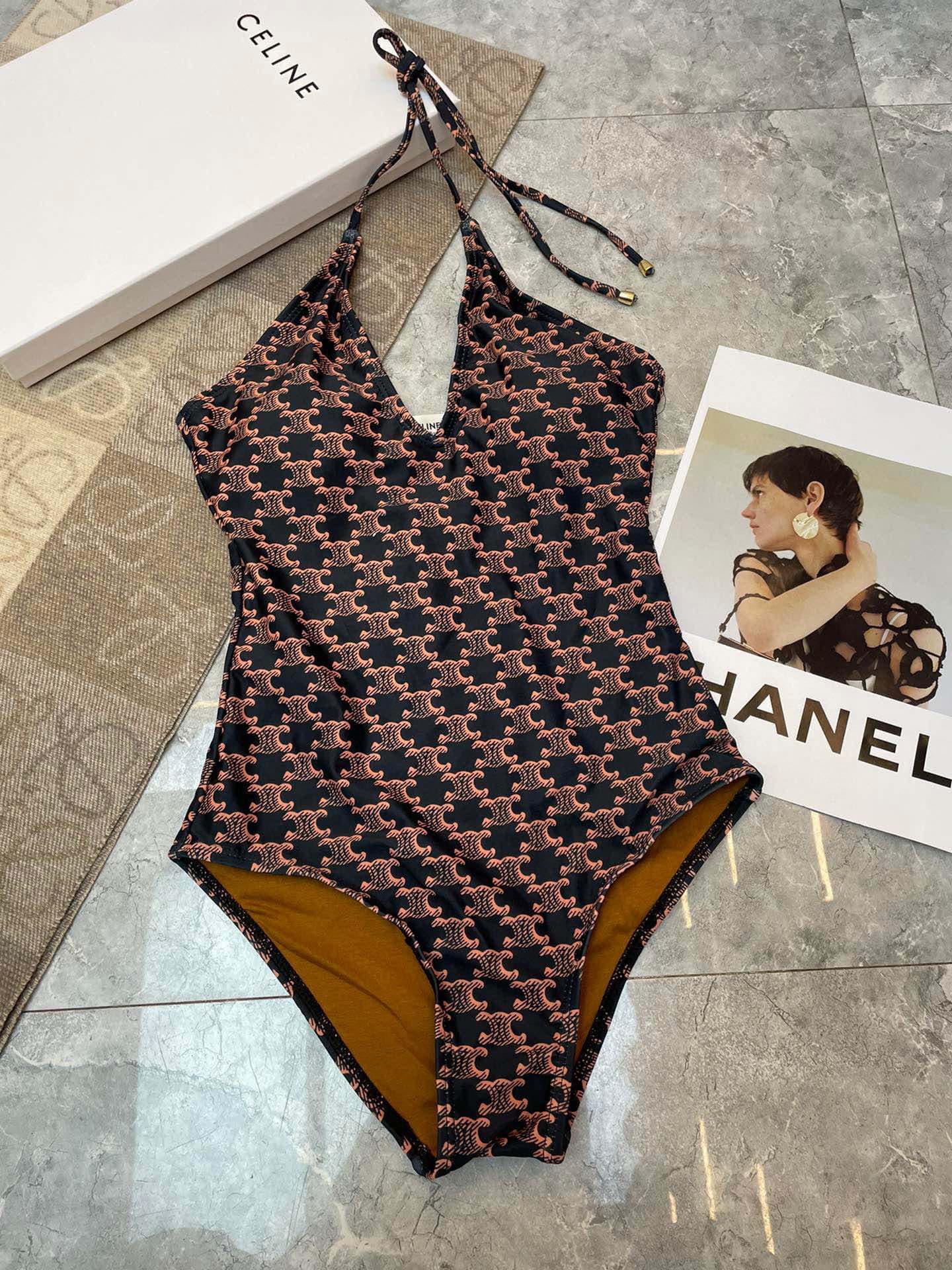 C24919 Celine swimsuit – New model from Celine’s store, elegant style. Patterned bikini with high-class elegance 😍🥰 Suitable for various swimming scenarios 🏊‍♀️ at the beach, swimming pool, hot spring, water park, and rafting too 😌 — image 6