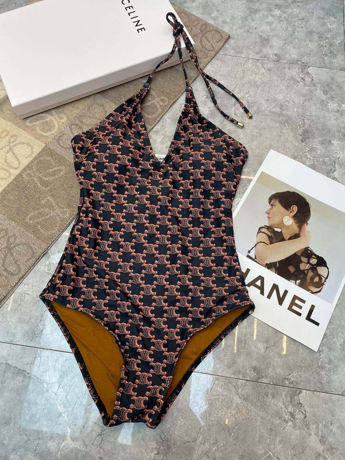 C24919 Celine swimsuit – New model from Celine’s store, elegant style. Patterned bikini with high-class elegance 😍🥰 Suitable for various swimming scenarios 🏊‍♀️ at the beach, swimming pool, hot spring, water park, and rafting too 😌 — image 5