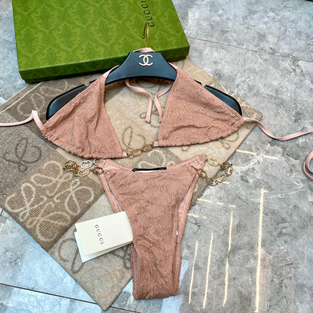 C24912 Gucci swimsuit. New Gucci sexy netted bikini ~ netted lace straps, chain bra (without breast pad) ➕ matching briefs set. Sizes: S, M, L, Xl — image 8