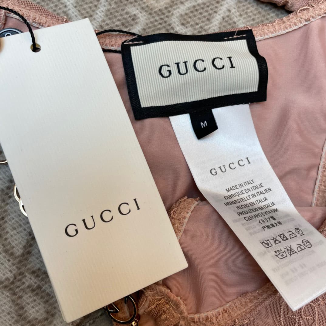 C24912 Gucci swimsuit. New Gucci sexy netted bikini ~ netted lace straps, chain bra (without breast pad) ➕ matching briefs set. Sizes: S, M, L, Xl — image 3