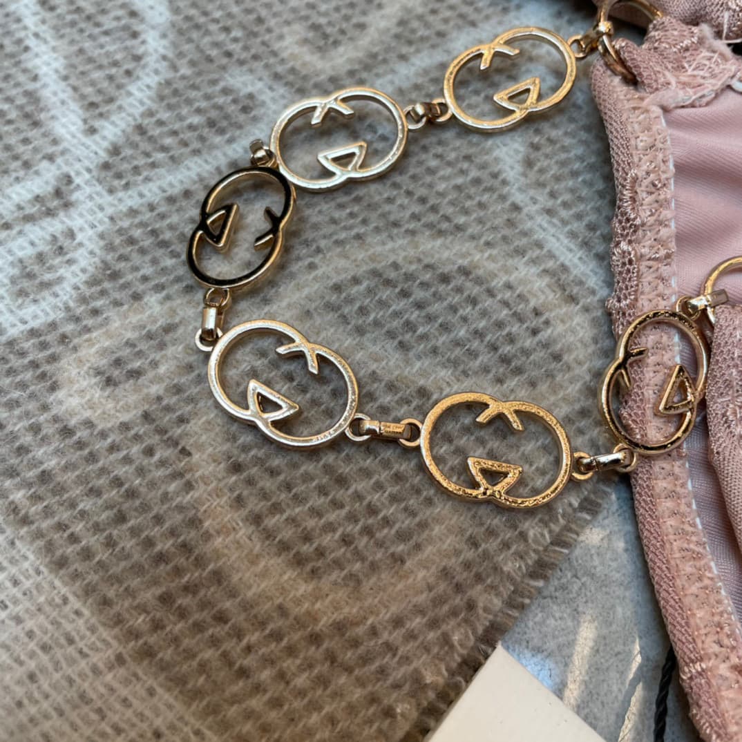 C24912 Gucci swimsuit. New Gucci sexy netted bikini ~ netted lace straps, chain bra (without breast pad) ➕ matching briefs set. Sizes: S, M, L, Xl — image 2