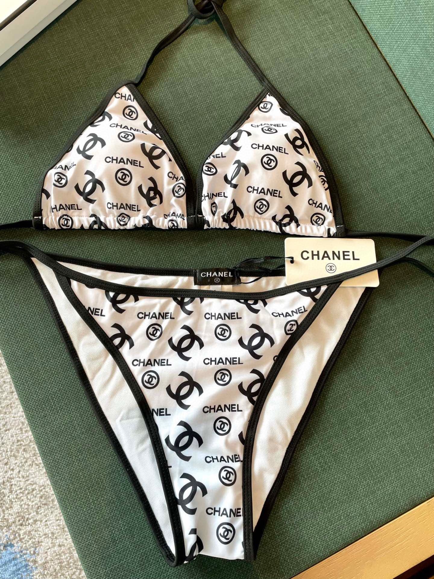 C24891 Chanel swimsuits. Chanel’s new patterned bikini👙❤️😍🥰 – suitable for various swimming scenarios🏊‍♀️ At the beach, swimming pools, hot springs, water parks, and rafting trips – all are possible😌 It can be worn both as an inner outfit and an outer one — image 8