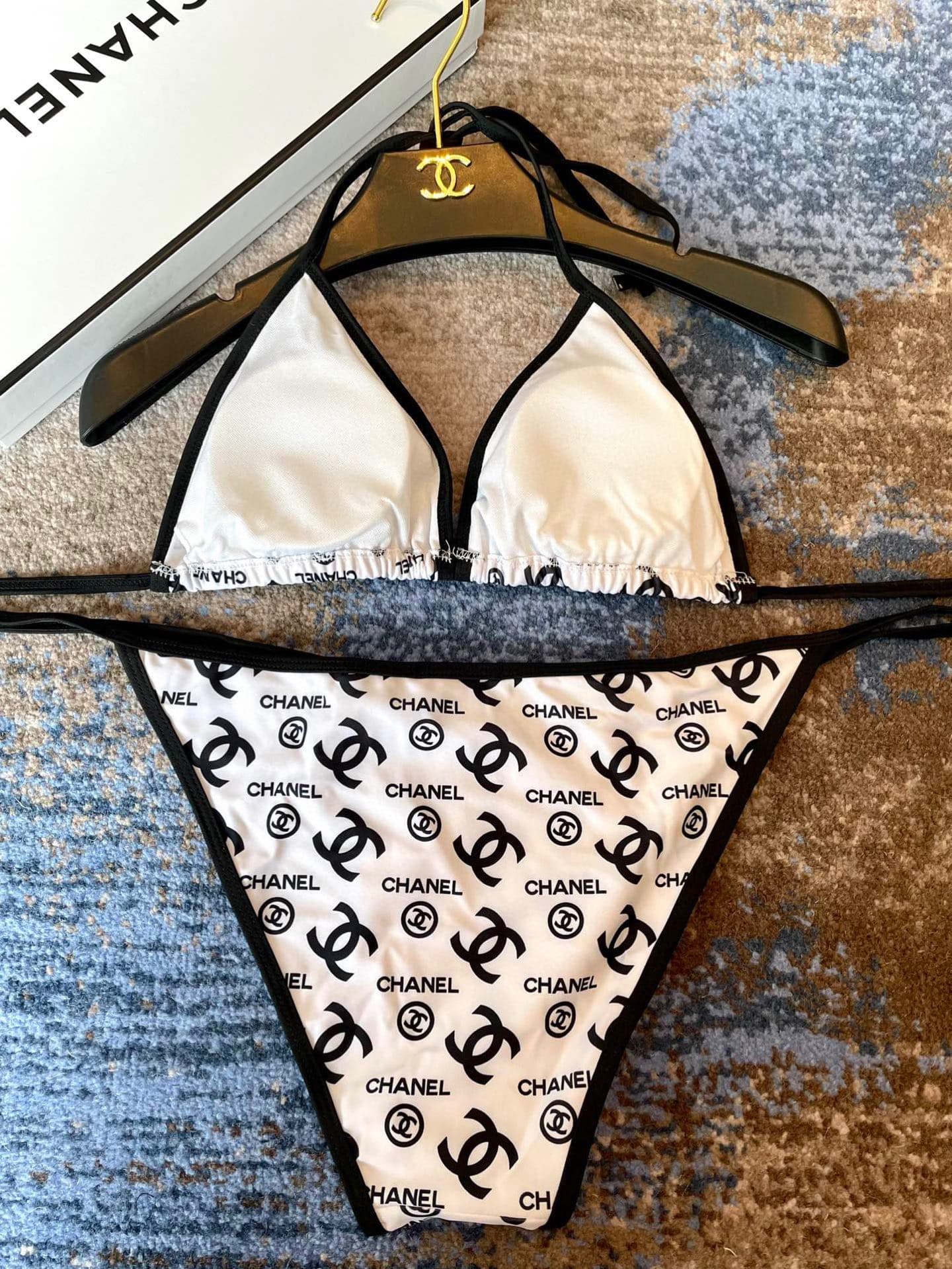 C24891 Chanel swimsuits. Chanel’s new patterned bikini👙❤️😍🥰 – suitable for various swimming scenarios🏊‍♀️ At the beach, swimming pools, hot springs, water parks, and rafting trips – all are possible😌 It can be worn both as an inner outfit and an outer one — image 6