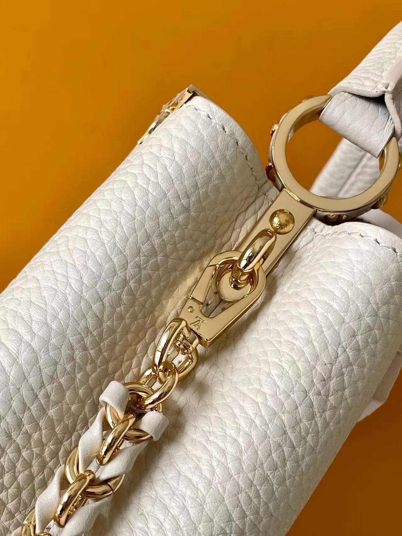 C5127 💰M10167 gray; M10167 white; M10169, M10168, M10167, M10166 – top-quality original items. Dynamic 163: This medium-sized Capucines handbag is made of rich Taurillon leather, with a glossy shell texture on the upper edge, and the Monogram floral patte — image 4
