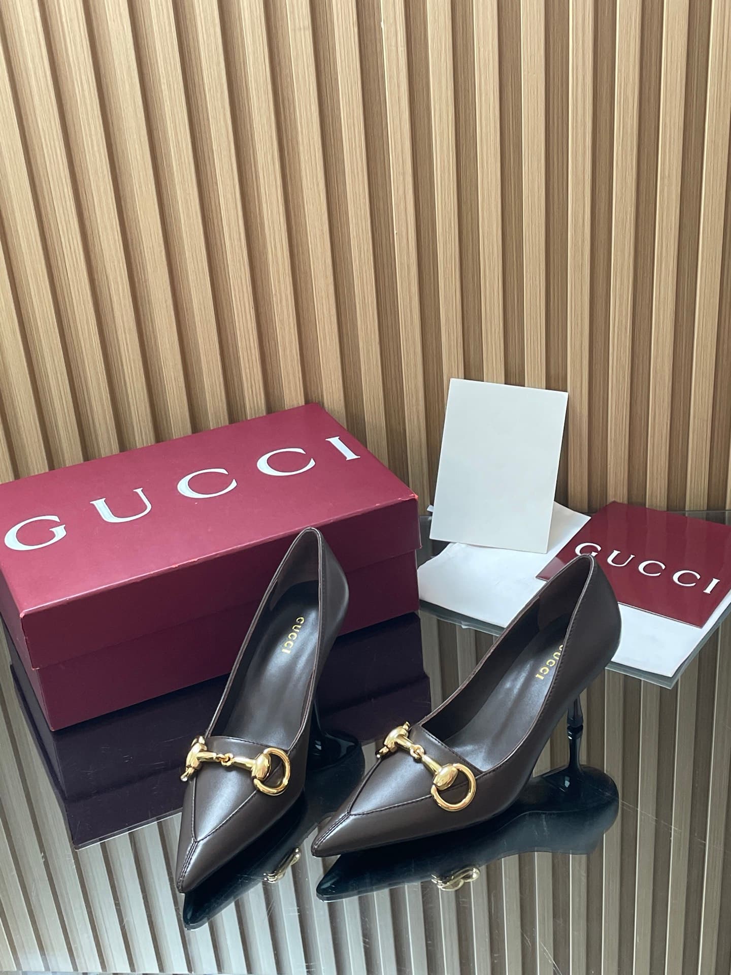 D6878 GuCC High-End Collection 2026 Spring/Summer Boulevard Early Autumn Series First Release, New Design 🆕 High heels, large size with horsebit fastenings, low-toe style, tall heel fashion shoes with pointed toe, elegant women’s shoes 🔥 Authentic origina — image 3