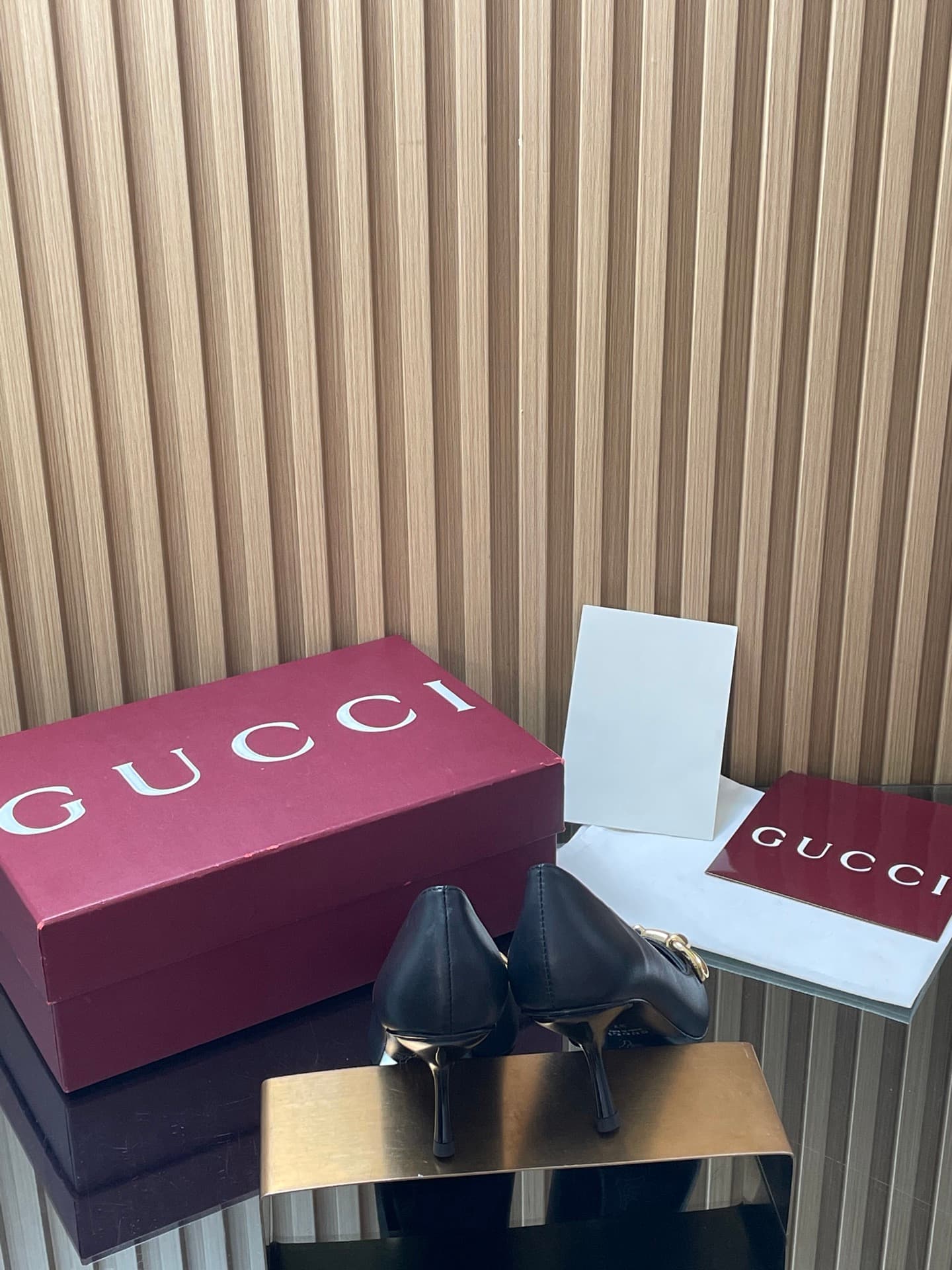 D6877 GuCC High-End Boutique 2026 Spring/Summer Boulevard Early Autumn Collection’s first model – new design 🆕 High heels, large horse buckle straps, low heel shoes, tall heels, stylish women’s shoes 🔥 Authentic original quality! Every detail is carefully — image 5