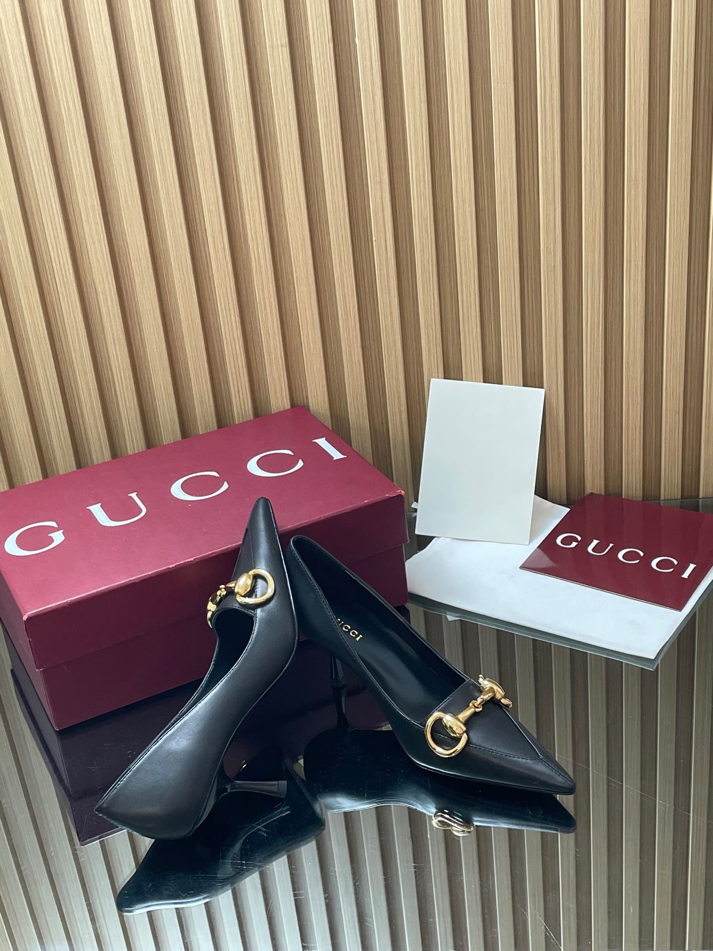 D6877 GuCC High-End Boutique 2026 Spring/Summer Boulevard Early Autumn Collection’s first model – new design 🆕 High heels, large horse buckle straps, low heel shoes, tall heels, stylish women’s shoes 🔥 Authentic original quality! Every detail is carefully — image 8