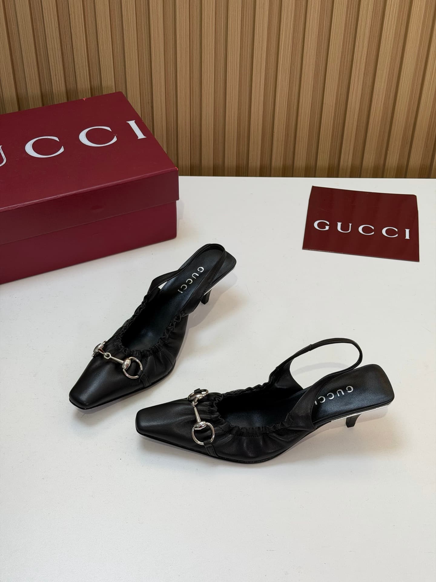 D6874 2026 Early Autumn 🆕 GUCCI High-End Luxury Collection – Vittoria series elastic laces, rubber straps, low-heel women’s shoes for spring and autumn new products 🆕 Gucci small square-toe series mid-heel low-heel sandals 😍 Horsering back-pocket heel sho — image 3
