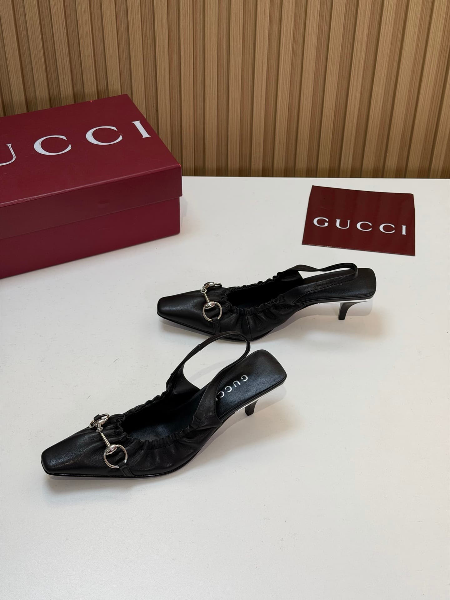 D6874 2026 Early Autumn 🆕 GUCCI High-End Luxury Collection – Vittoria series elastic laces, rubber straps, low-heel women’s shoes for spring and autumn new products 🆕 Gucci small square-toe series mid-heel low-heel sandals 😍 Horsering back-pocket heel sho — image 4