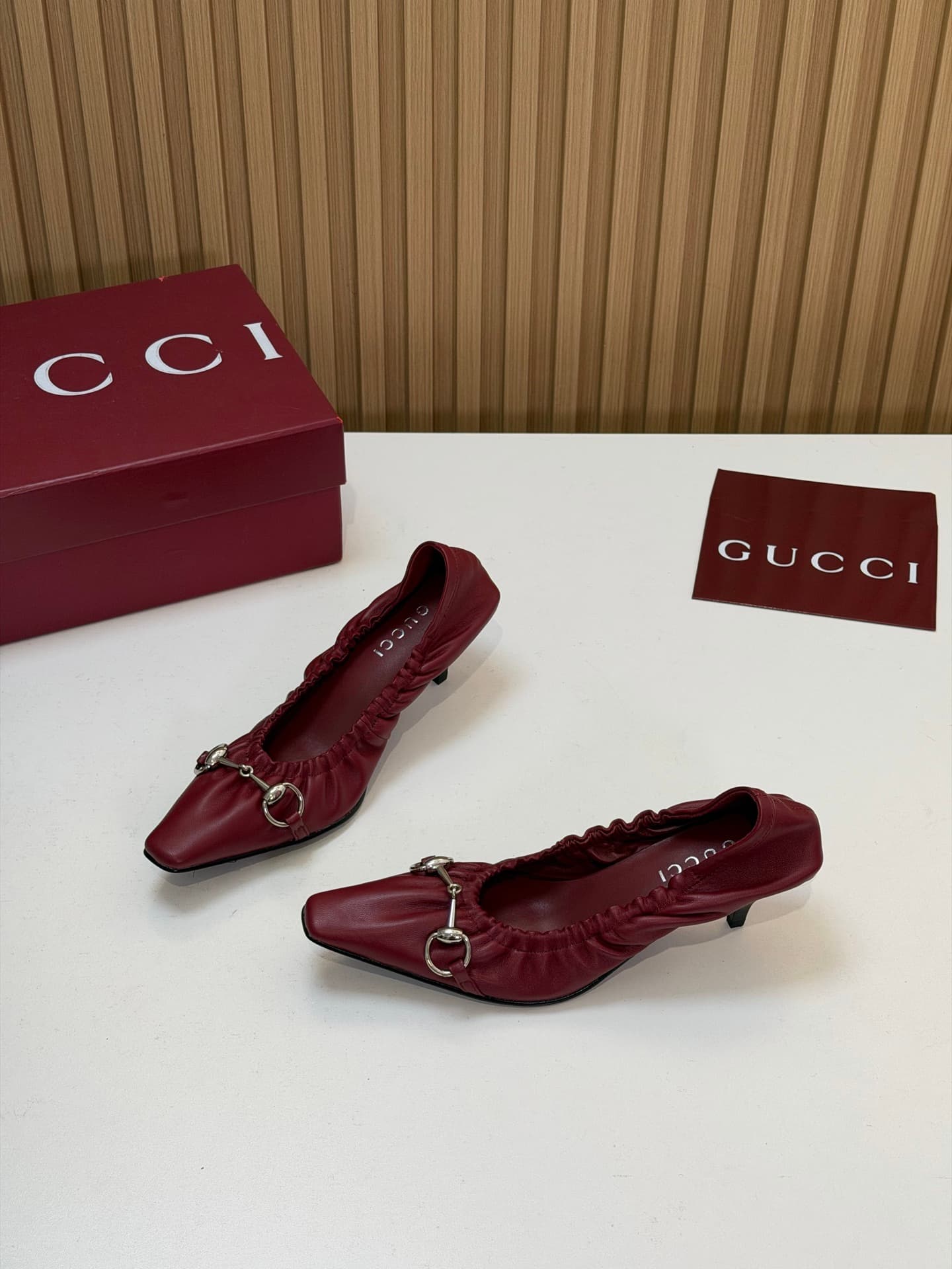 D6872 2026 Early Autumn 🆕 GUCCI High-end Boutique Vittoria series elastic laces, rubber straps, stylish women’s shoes for spring and autumn new arrivals 🆕 Gucci small square-toe series mid-height, light-toe sandals 😍 Horsering back-space heel shoes ‼️ Top — image 3