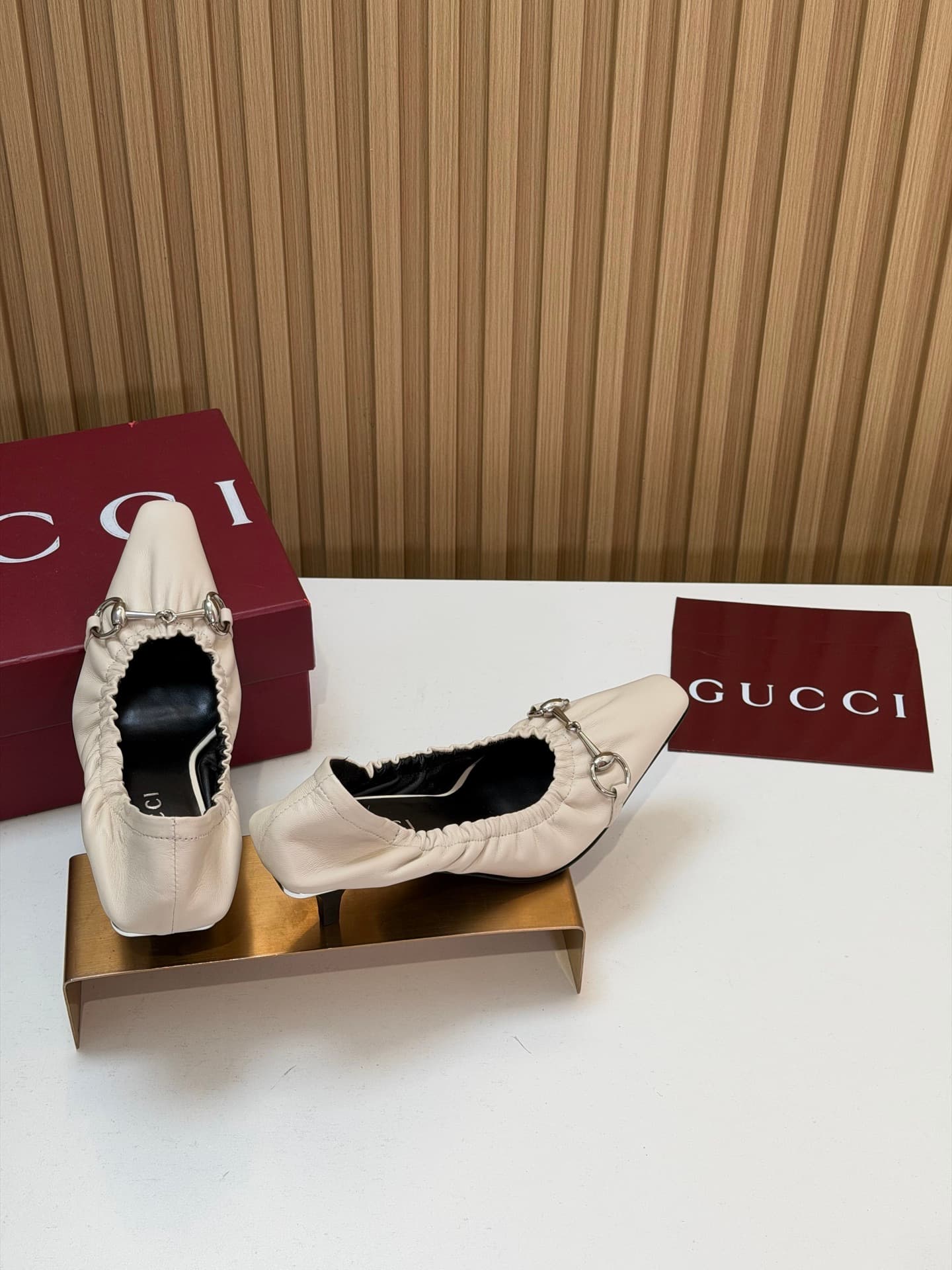 D6873 2026 Early Autumn 🆕 GUCCI High-end boutique Vittoria series elastic laces, rubber straps, breathable women’s shoes for spring and autumn new products 🆕 Gucci small square-toe series mid-height, breathable sandals 😍 Horsebit back-padded cat heel shoe — image 5