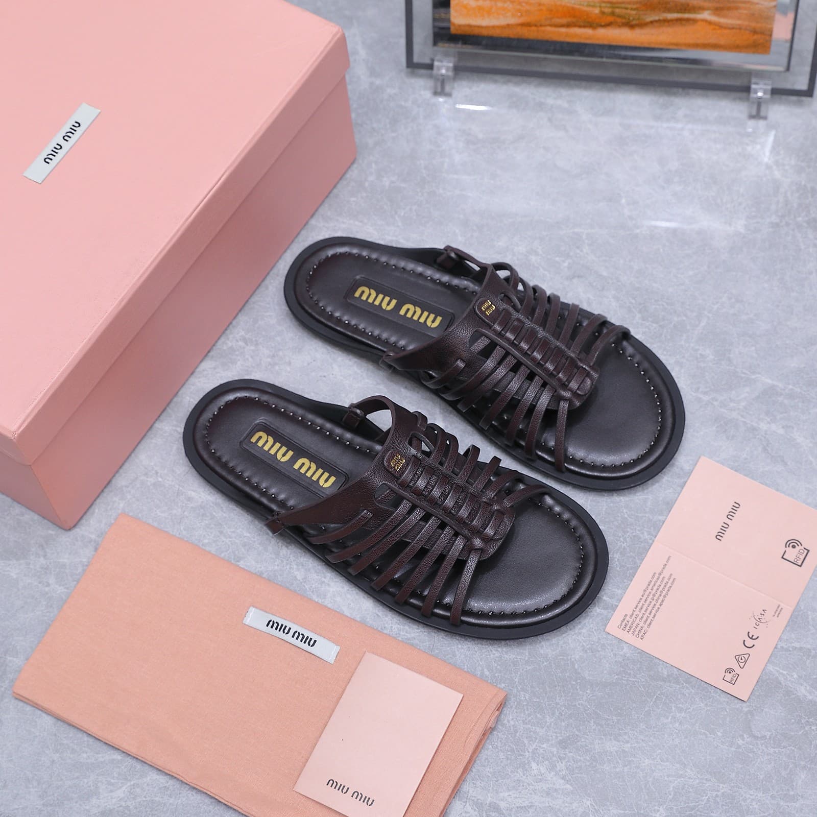 D10622 MIUMIU Vintage/retro knitted upper, open buckle back strap, bare heel sandals — image 7