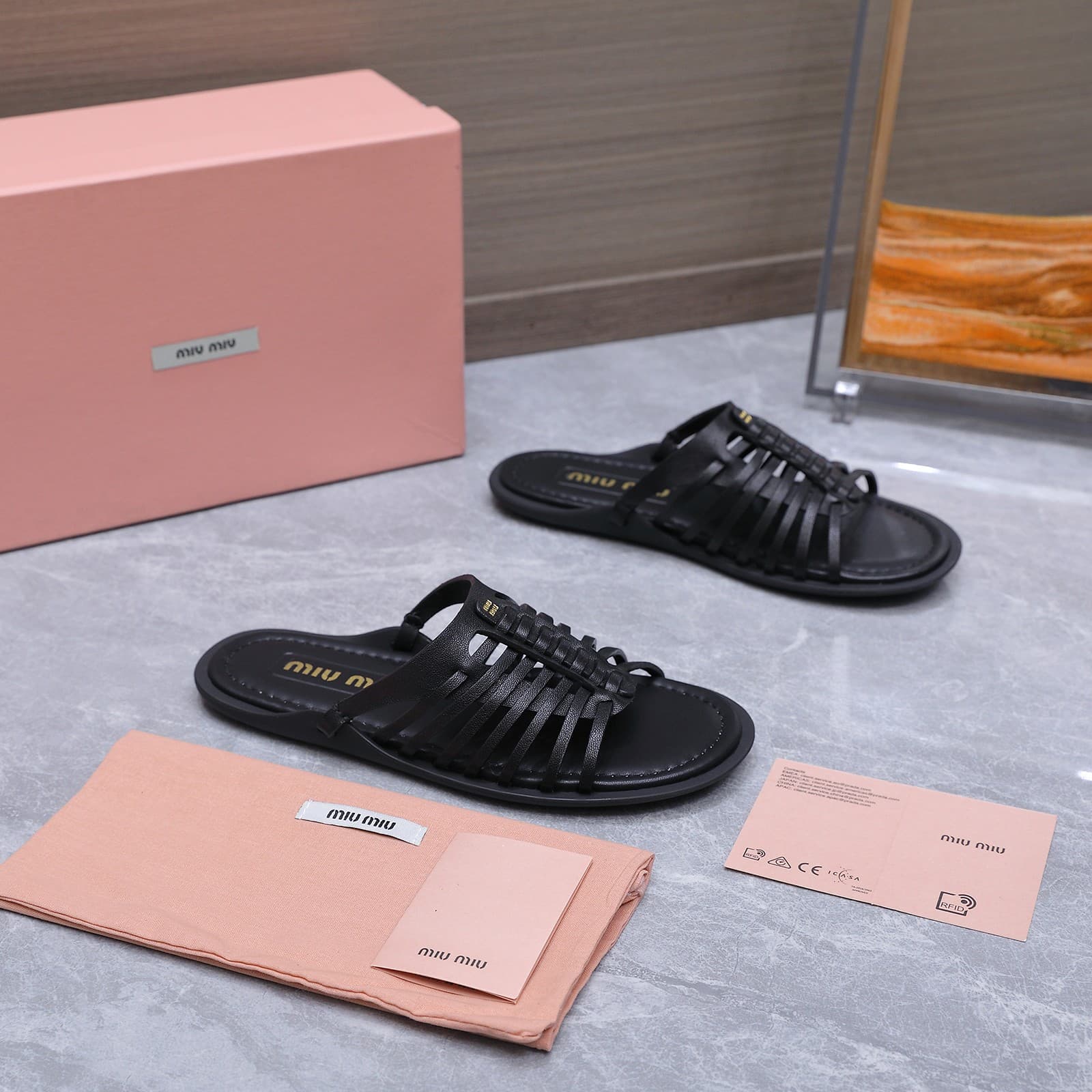 D10621 MIUMIU Vintage/retro knitted upper, open buckle back strap, bare heel sandals — image 6