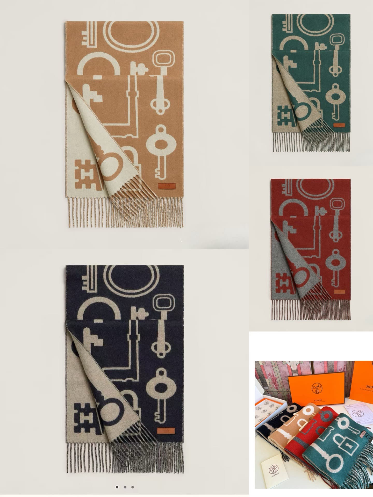 C30703 【New model key-shaped double-sided cashmere scarf】 Absolutely wonderful! A rare high-end product! A benefit for family members too! A truly excellent men’s scarf~ The fabric is excellent; it’s very soft and comfortable, with a slight water ripple p — image 2