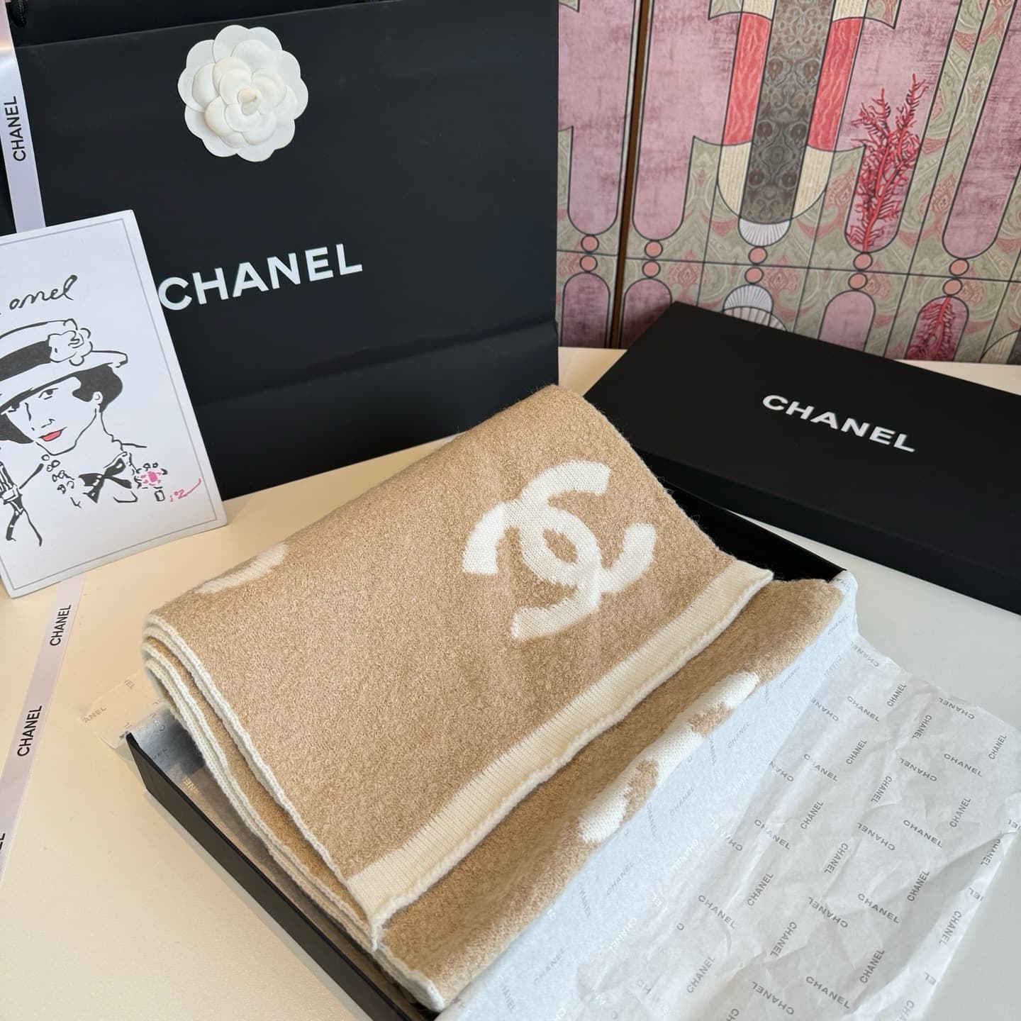 C30700 Chanel’s new model 【Little Chanel】💖💖 It’s absolutely beautiful! A top-quality product from the brand’s elite line‼️ The new model is available for purchase. Imported cashmere knit scarves and shawls with decorative patterns❗ They are extremely eleg — image 8