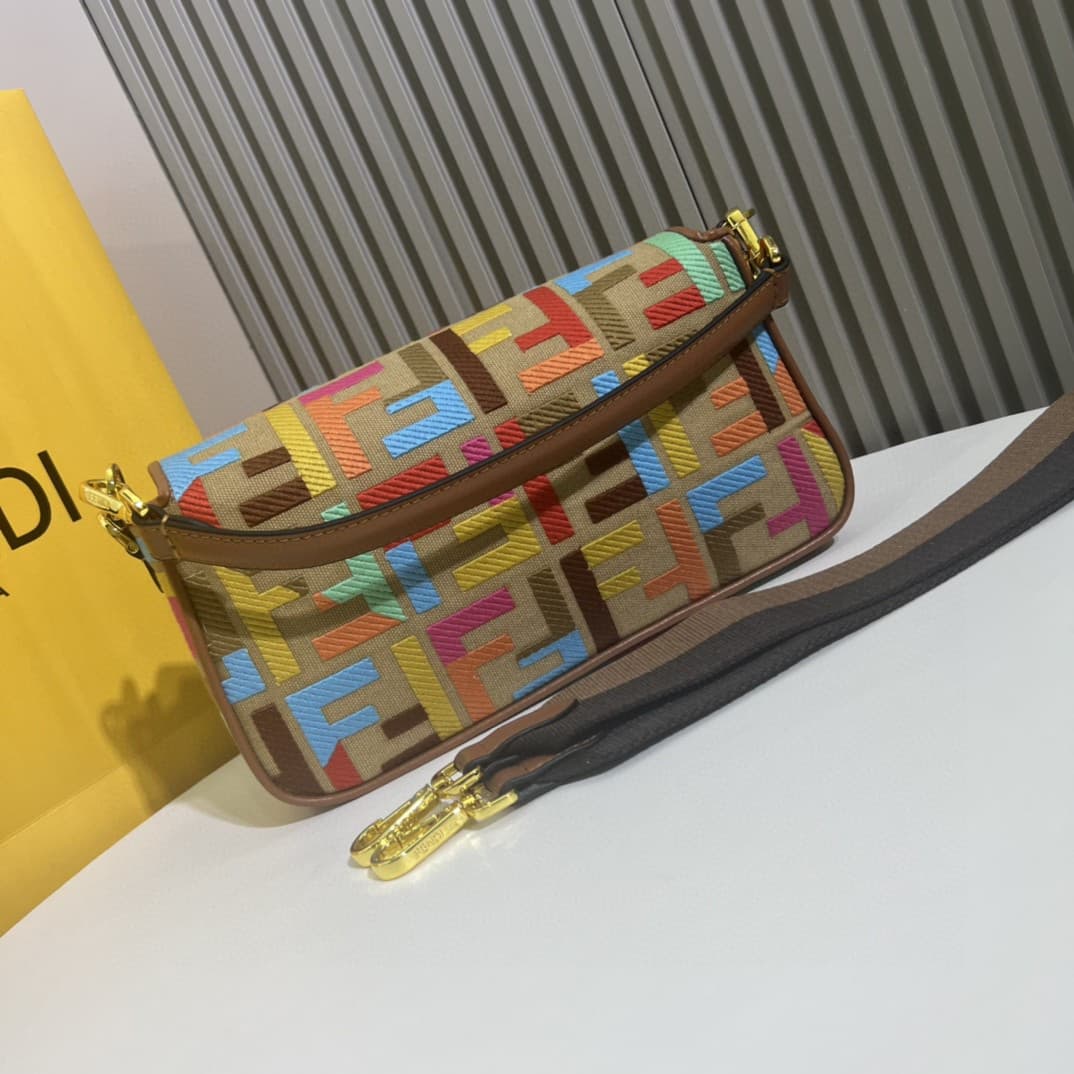 C2914 The Fendi Baguette handbag made of top-quality leather is available in stock – it has a very summery style; the embroidery colors are vibrant like a rainbow🌈. This Fendi Baguette bag is definitely a must-have fashion item this summer! It looks great — image 3