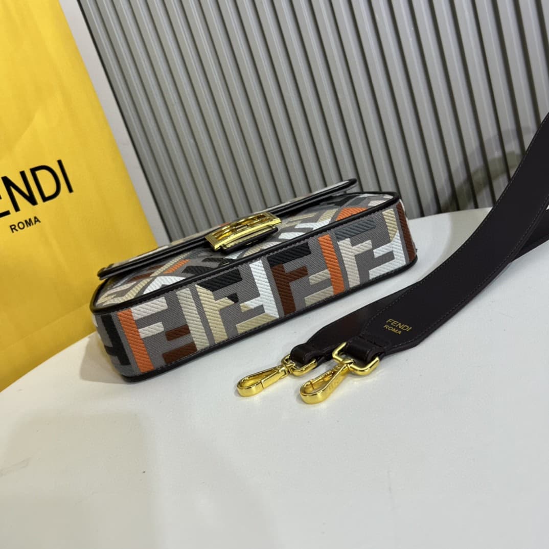 C2913 The Fendi Baguette handbag made of top-quality leather, in its original style – it has a very summery look; colorful rainbow🌈F embroidery. This Fendi Baguette bag is definitely a trendy item for this summer! It looks great when worn; it’s also very  — image 4