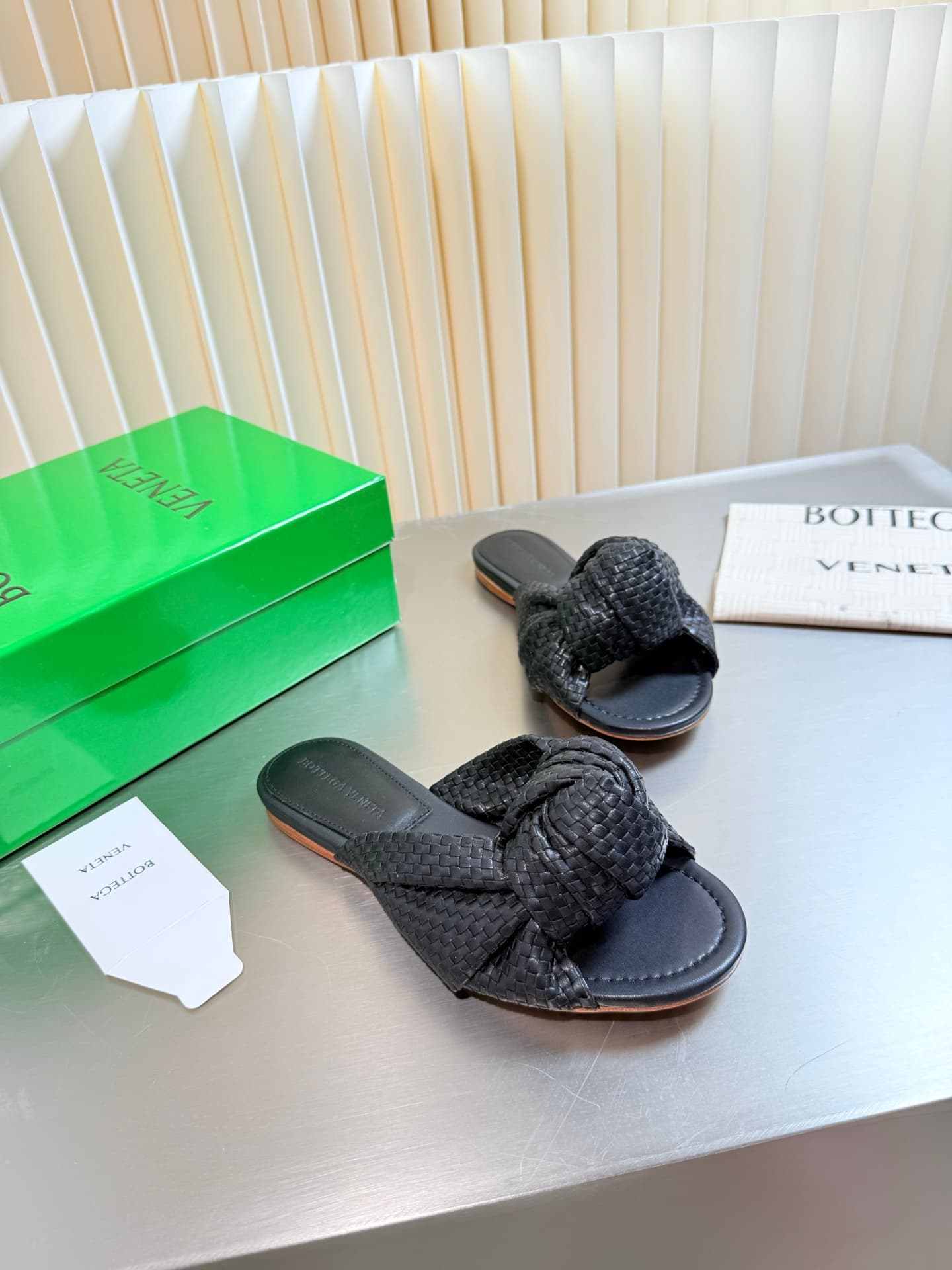 D13706 Hand-woven BV Cherry Flat Mule – Comfortable and versatile; ideal for slippers — image 4