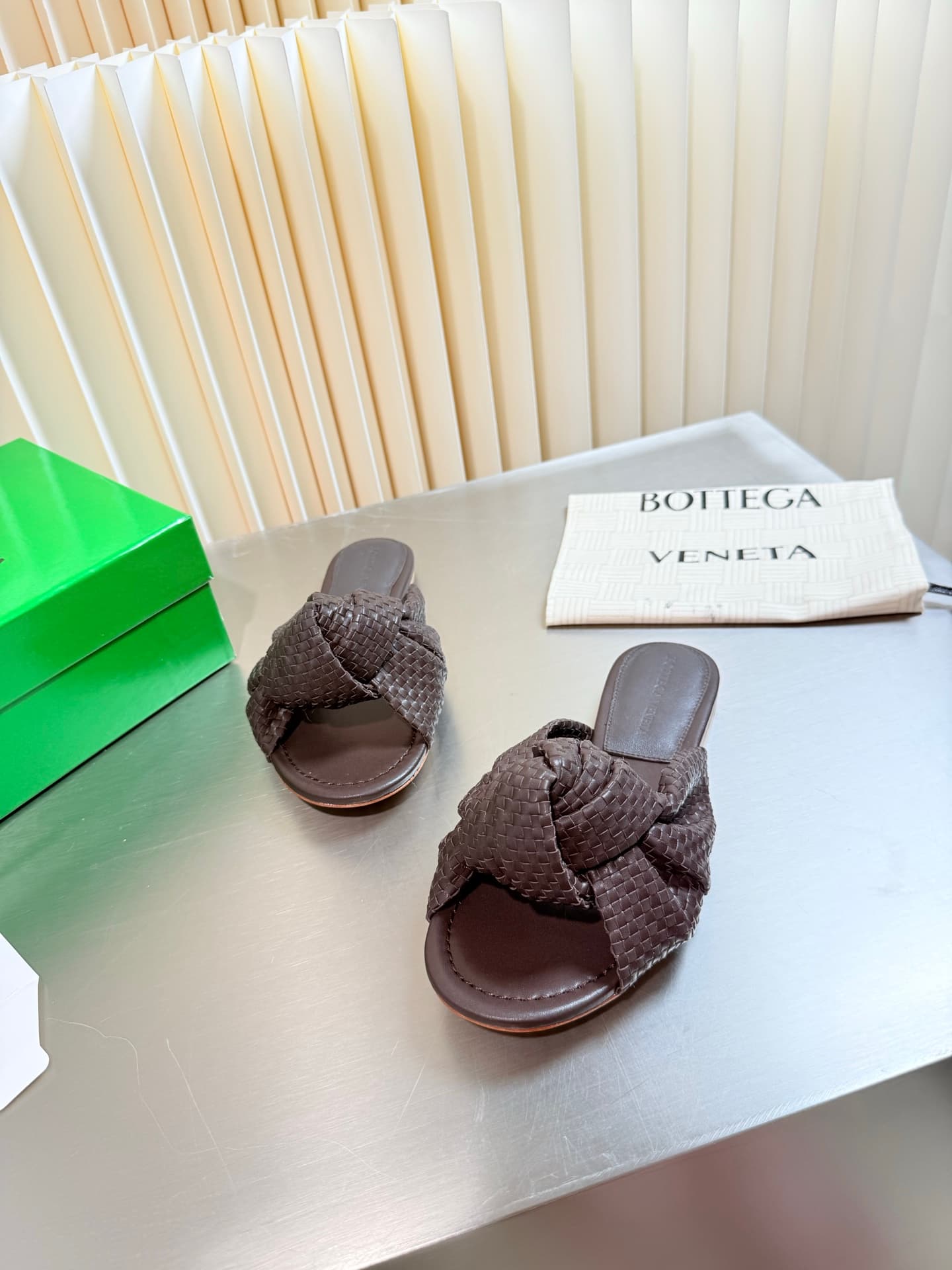 D13704 Hand-woven BV Cherry Flat Mule – Comfortable and versatile; ideal for slippers — image 3