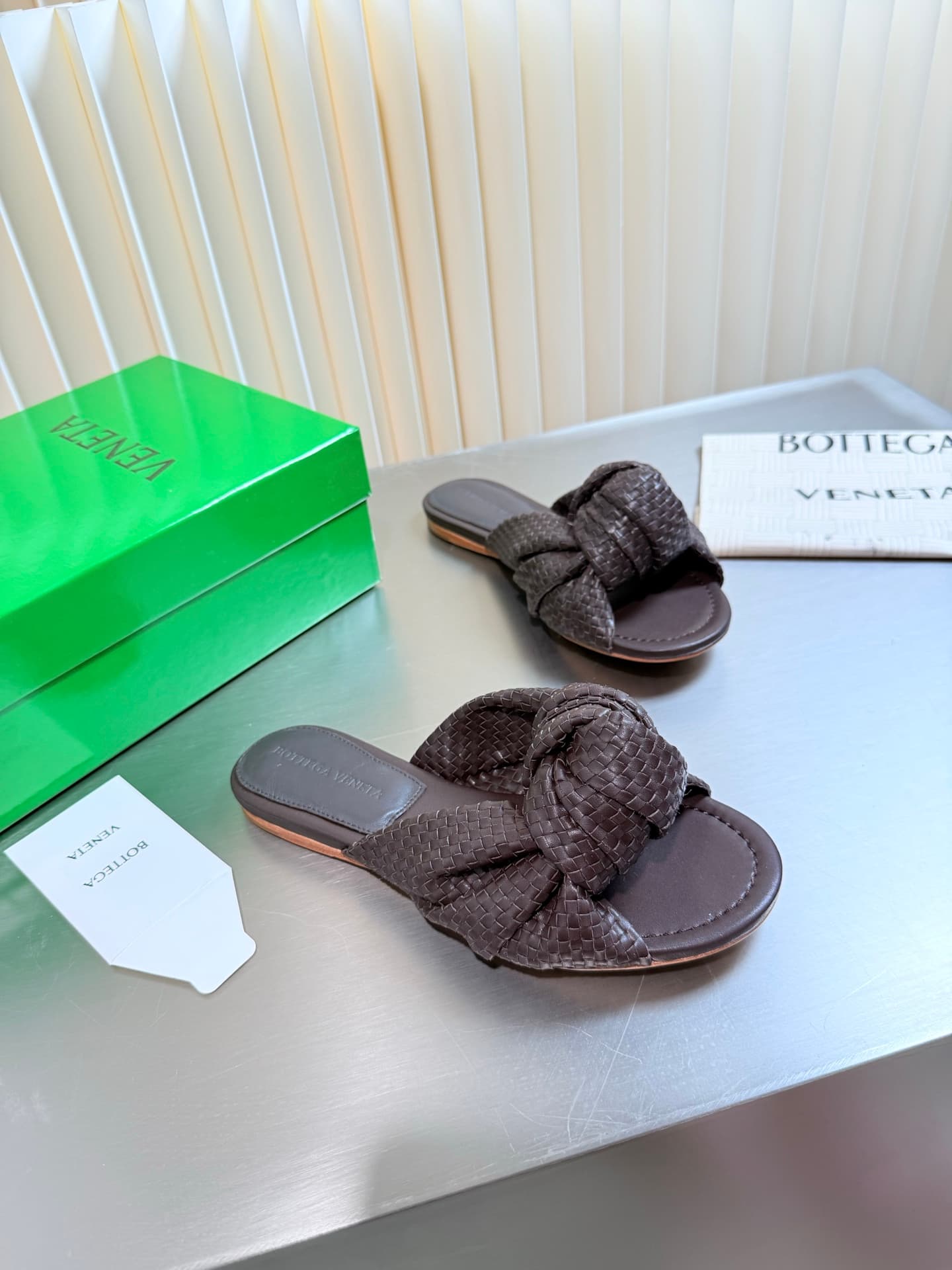 D13704 Hand-woven BV Cherry Flat Mule – Comfortable and versatile; ideal for slippers — image 4