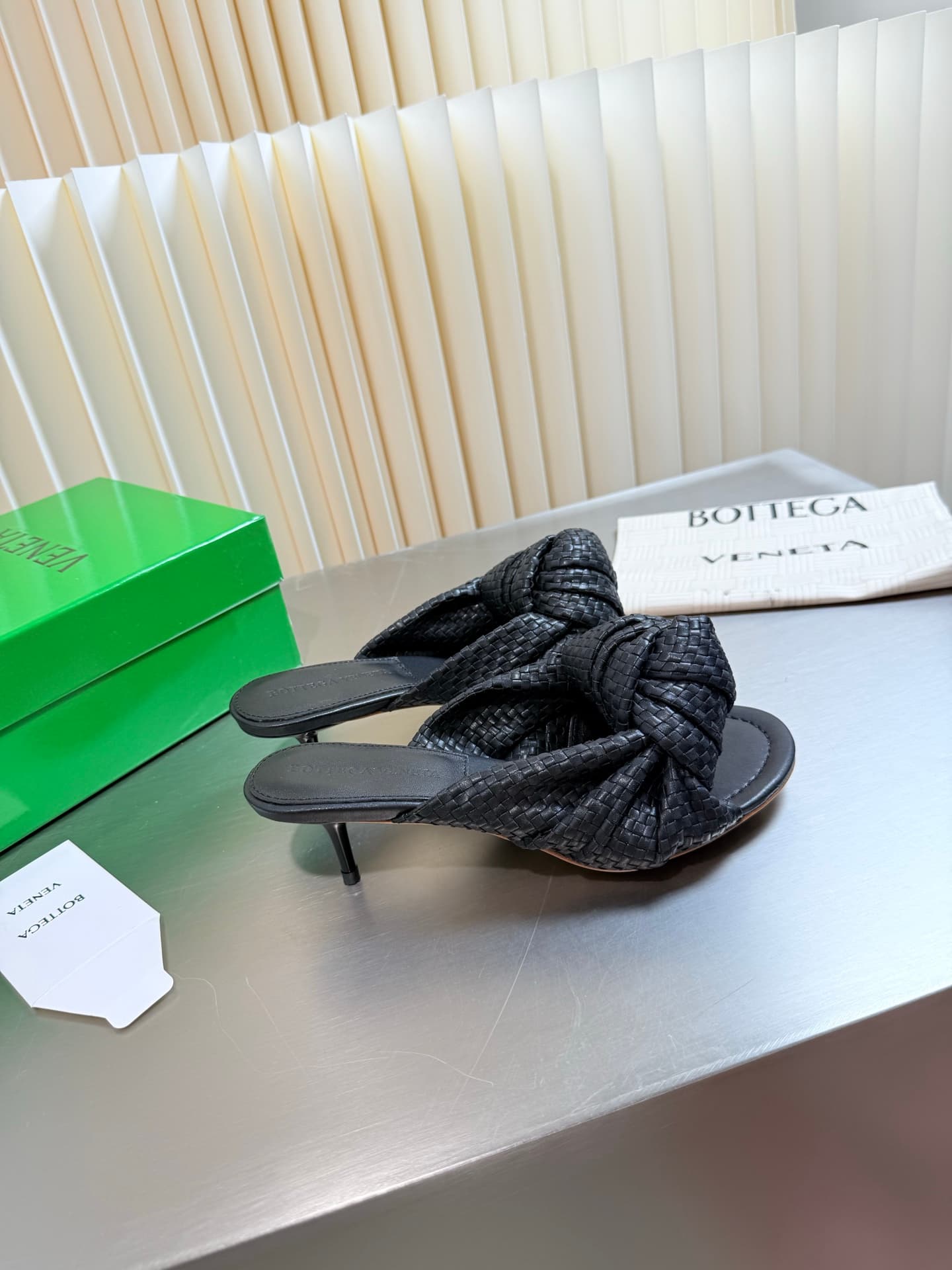 D13702 Hand-woven BV Cherry Flat Mule – Comfortable and versatile; ideal for slippers — image 2