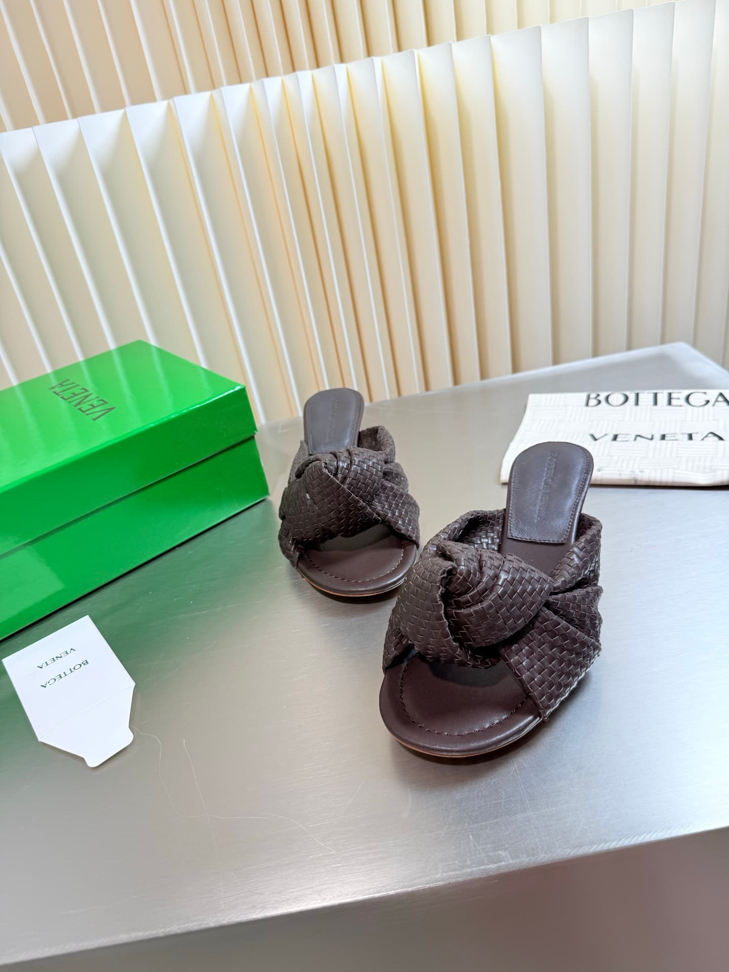 D13700 Hand-woven BV Cherry Flat Mule – Comfortable and versatile; perfect for slippers — image 3
