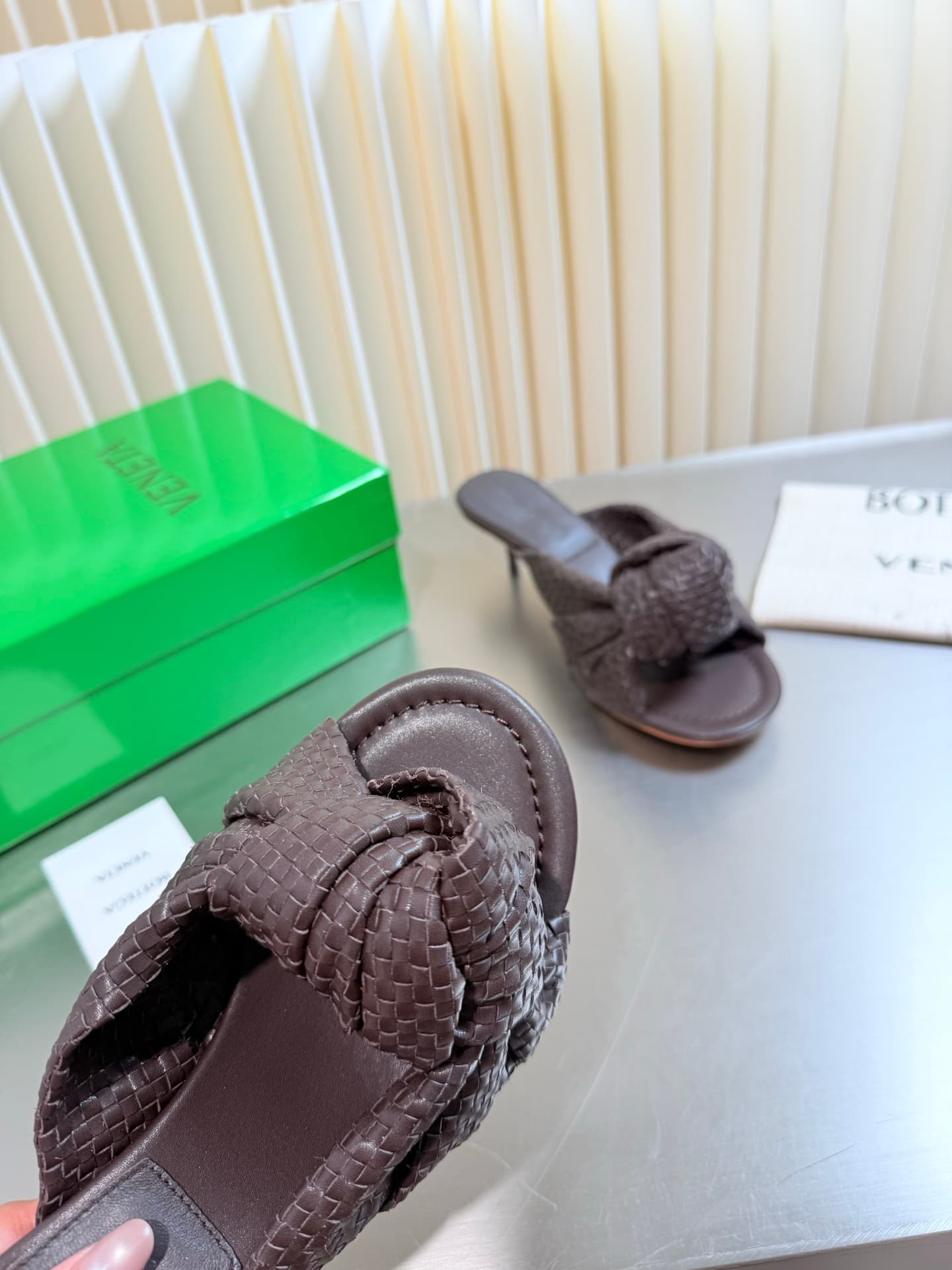 D13700 Hand-woven BV Cherry Flat Mule – Comfortable and versatile; perfect for slippers — image 5